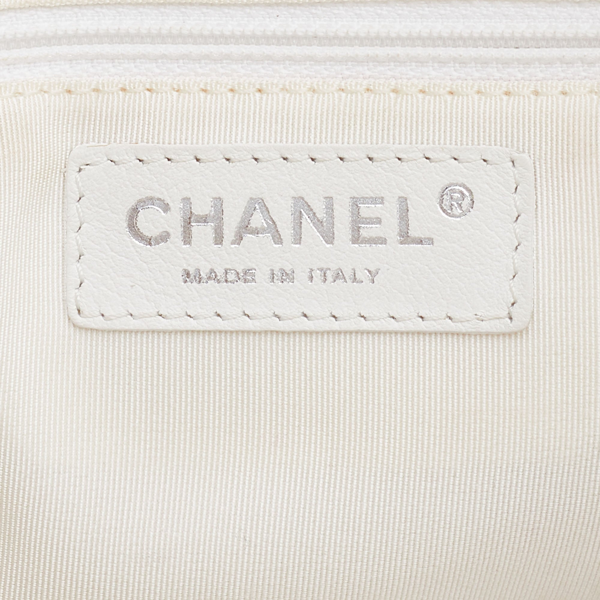 CHANEL Off White Double Quilt Leather Bowler Bag