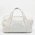 CHANEL Off White Double Quilt Leather Bowler Bag