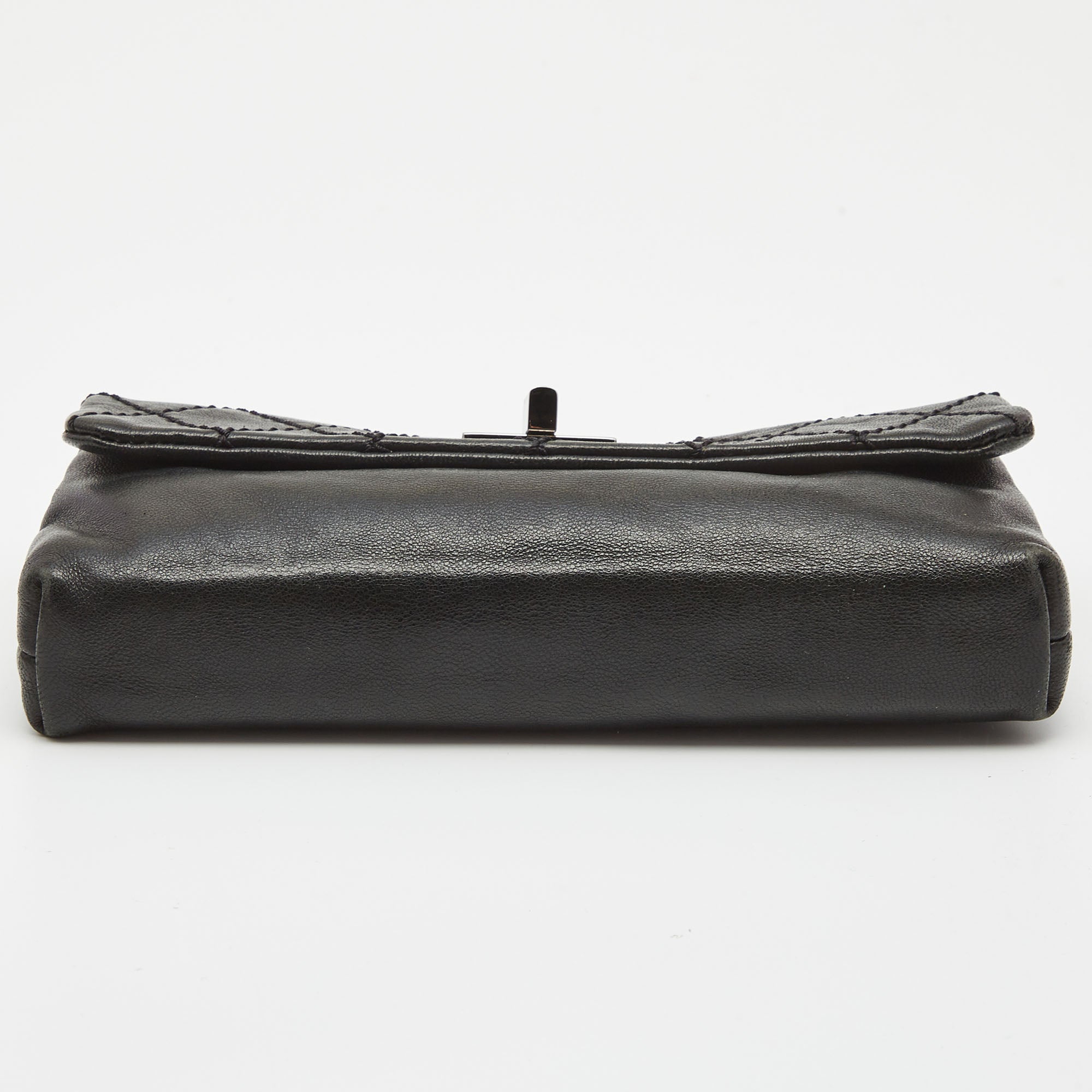 CHANEL Black Quilted Leather Mademoiselle Flap Clutch