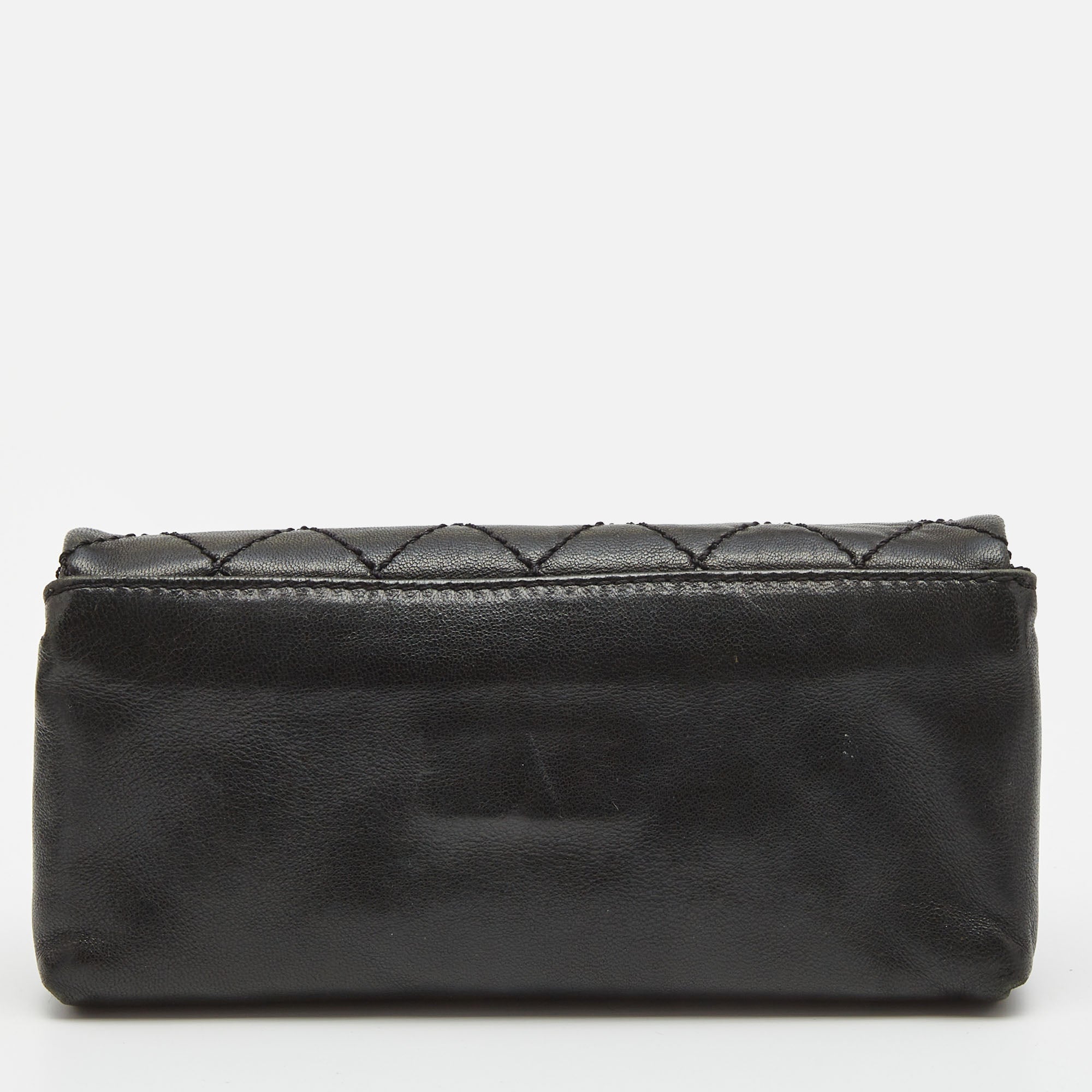 CHANEL Black Quilted Leather Mademoiselle Flap Clutch
