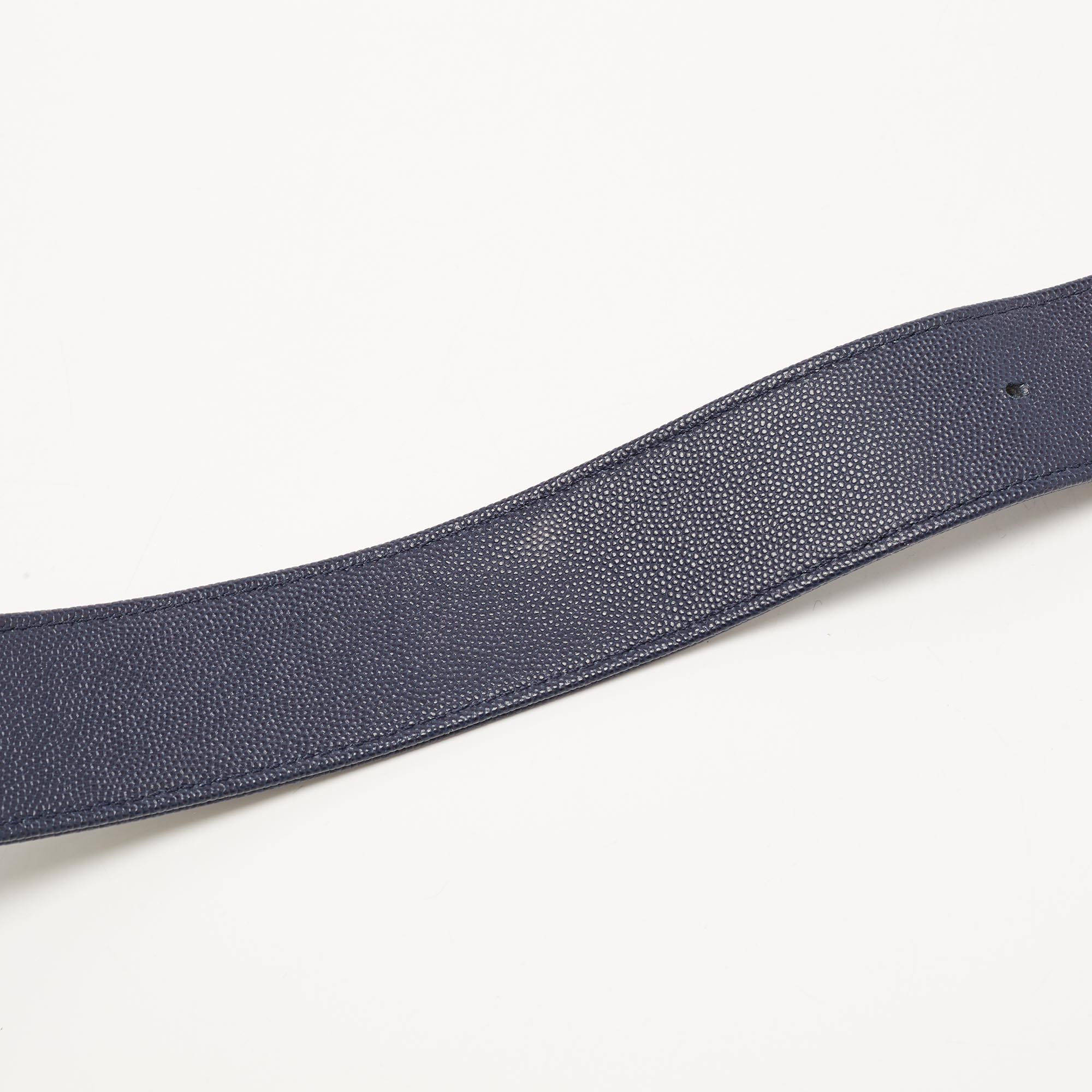 CHANEL Blue Caviar Leather Captain Gold Waist Bag