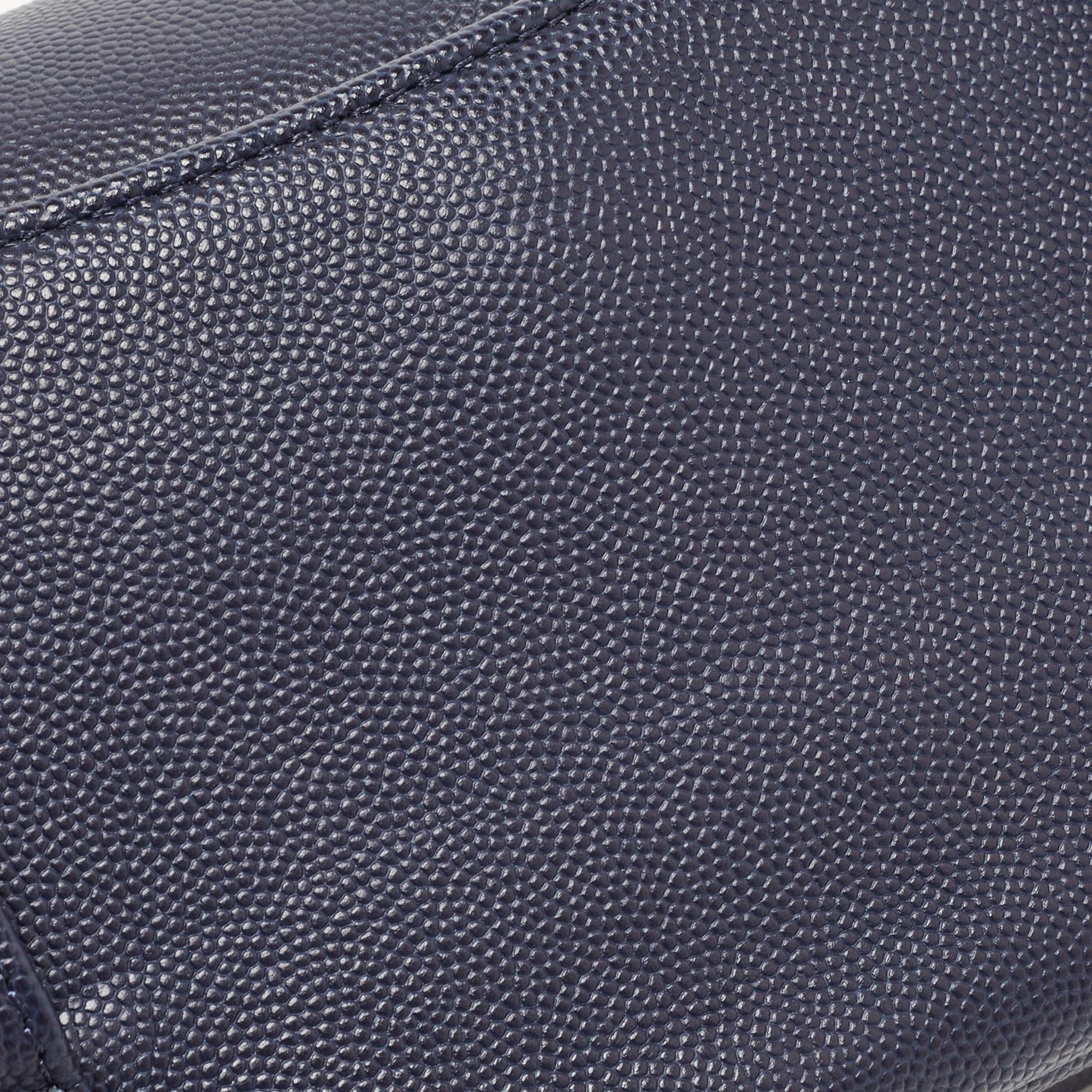 CHANEL Blue Caviar Leather Captain Gold Waist Bag