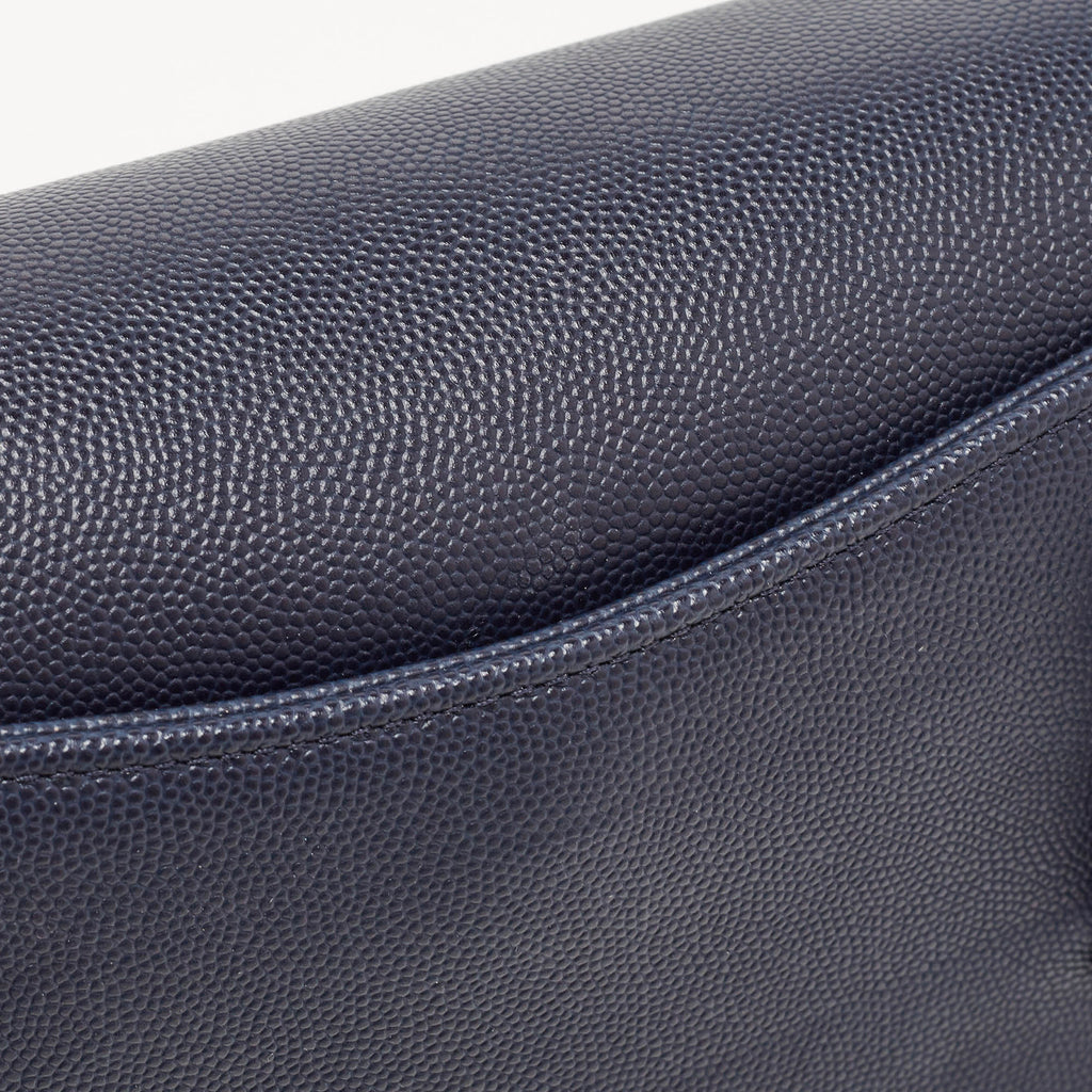 CHANEL Blue Caviar Leather Captain Gold Waist Bag