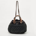 CHANEL Black/Burgundy Quilted Nubuck and Leather In The Mix Bag