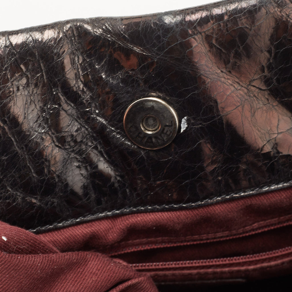 CHANEL Black/Burgundy Quilted Nubuck and Leather In The Mix Bag