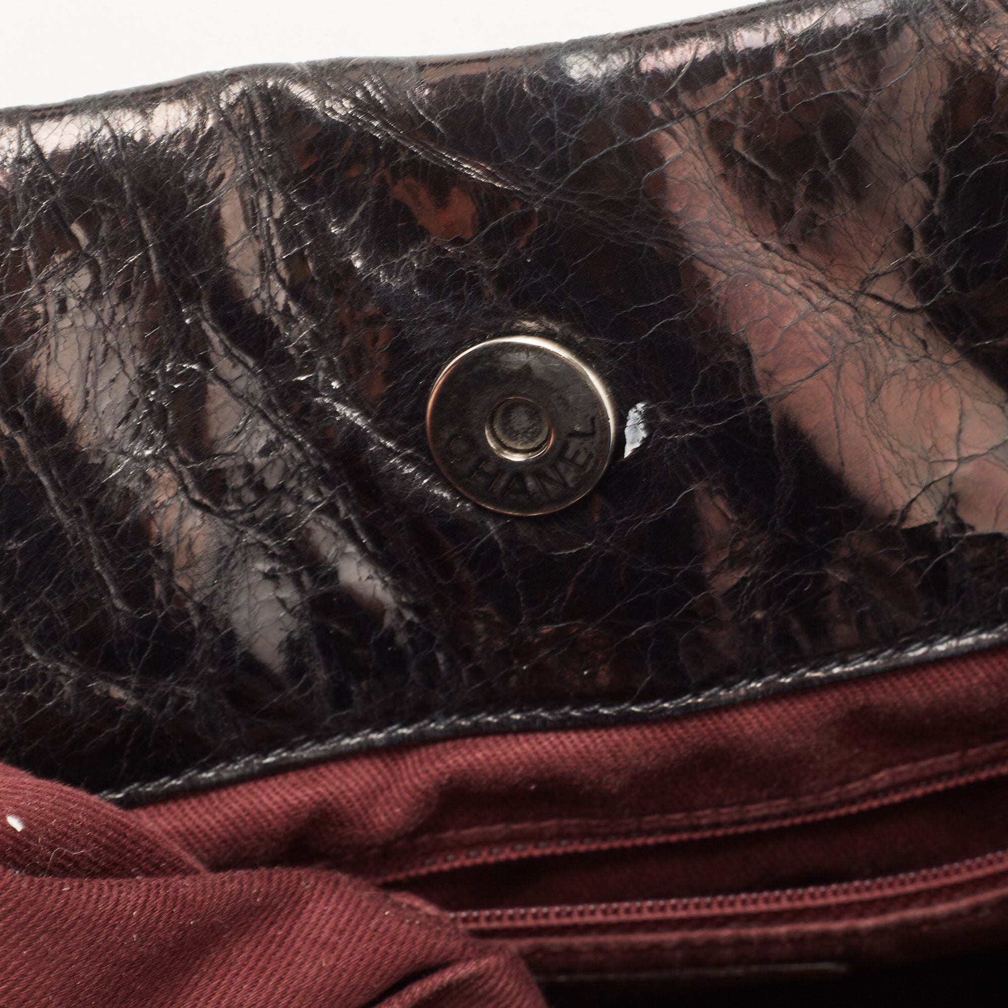 CHANEL Black/Burgundy Quilted Nubuck and Leather In The Mix Bag