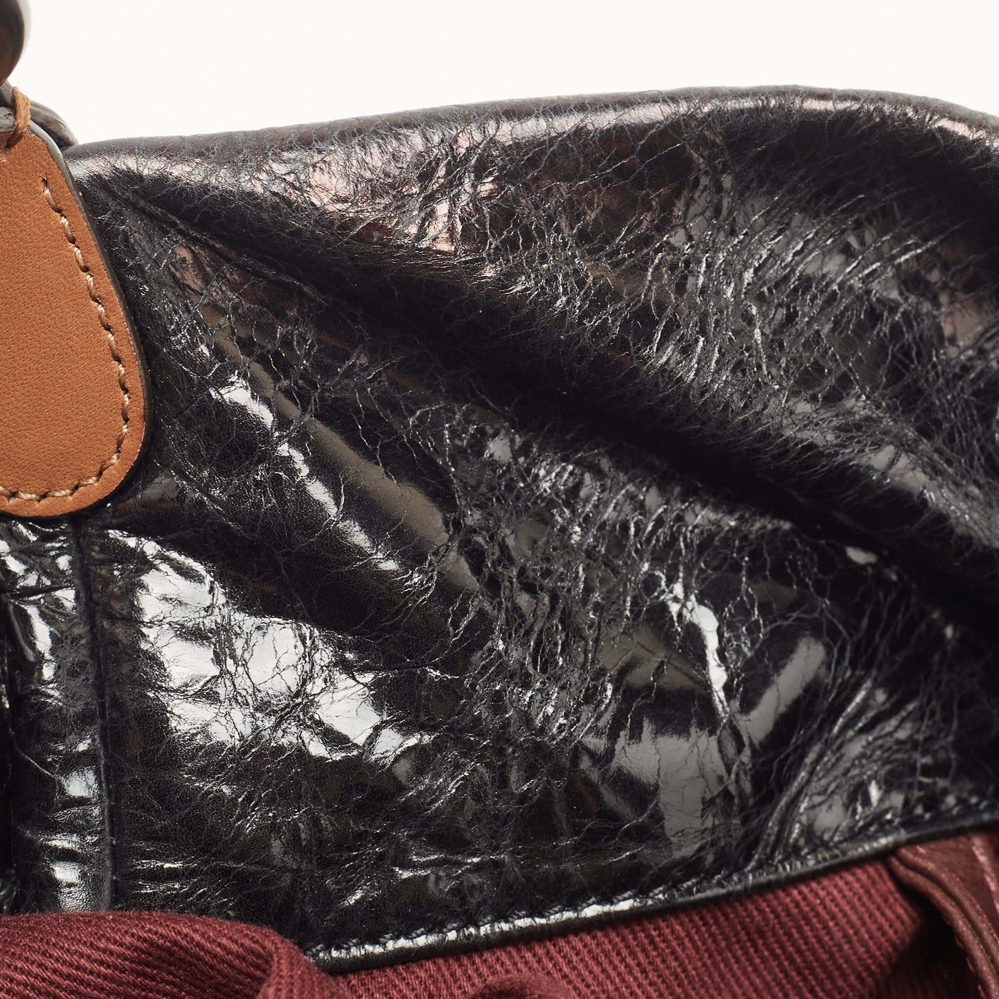 CHANEL Black/Burgundy Quilted Nubuck and Leather In The Mix Bag