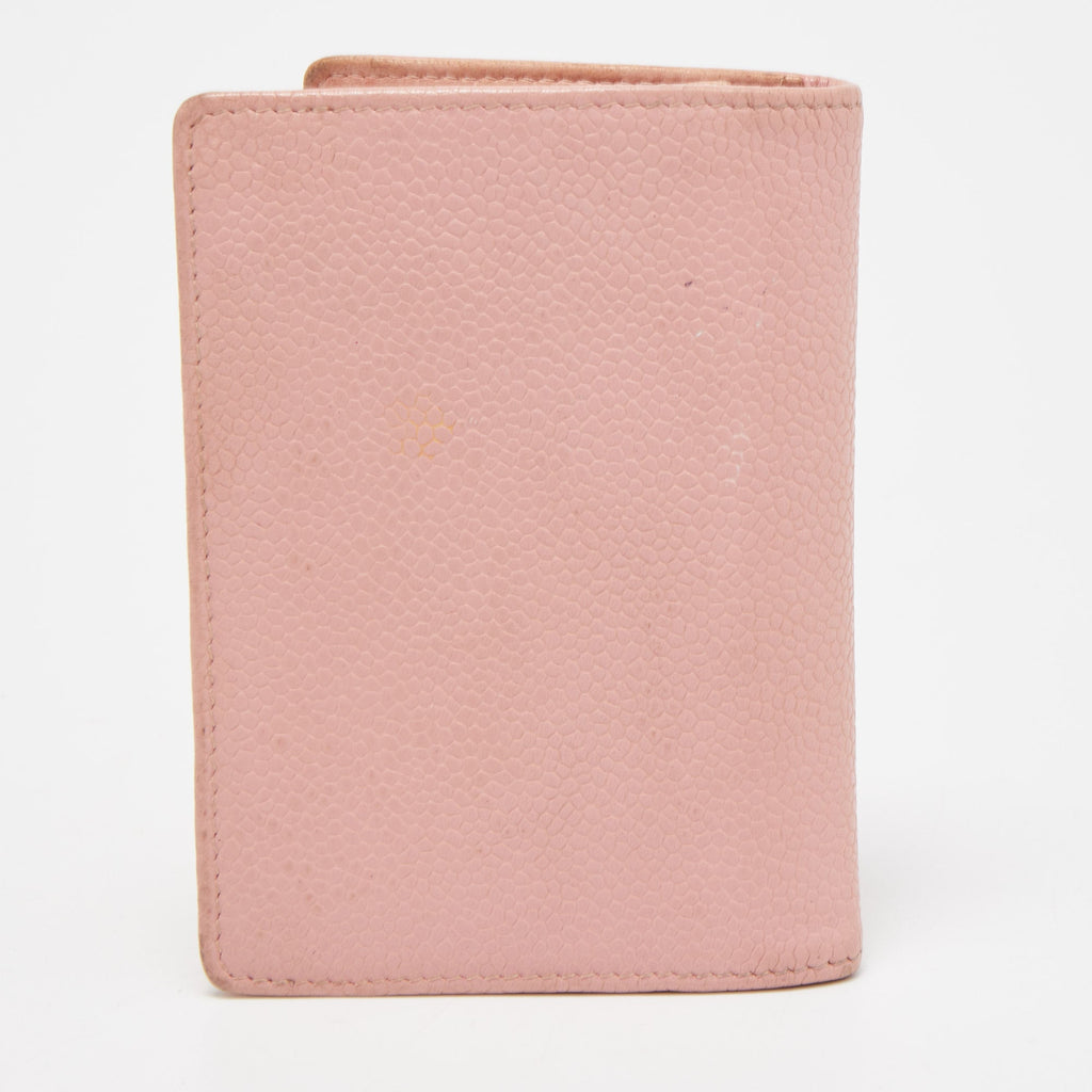 CHANEL Light Pink Caviar Leather CC Bifold Card Case