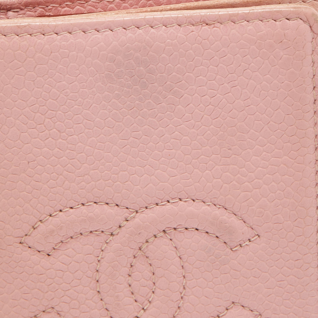 CHANEL Light Pink Caviar Leather CC Bifold Card Case