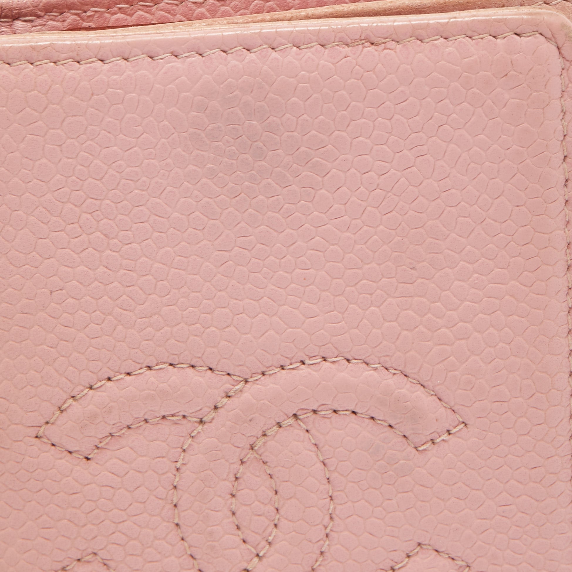 CHANEL Light Pink Caviar Leather CC Bifold Card Case
