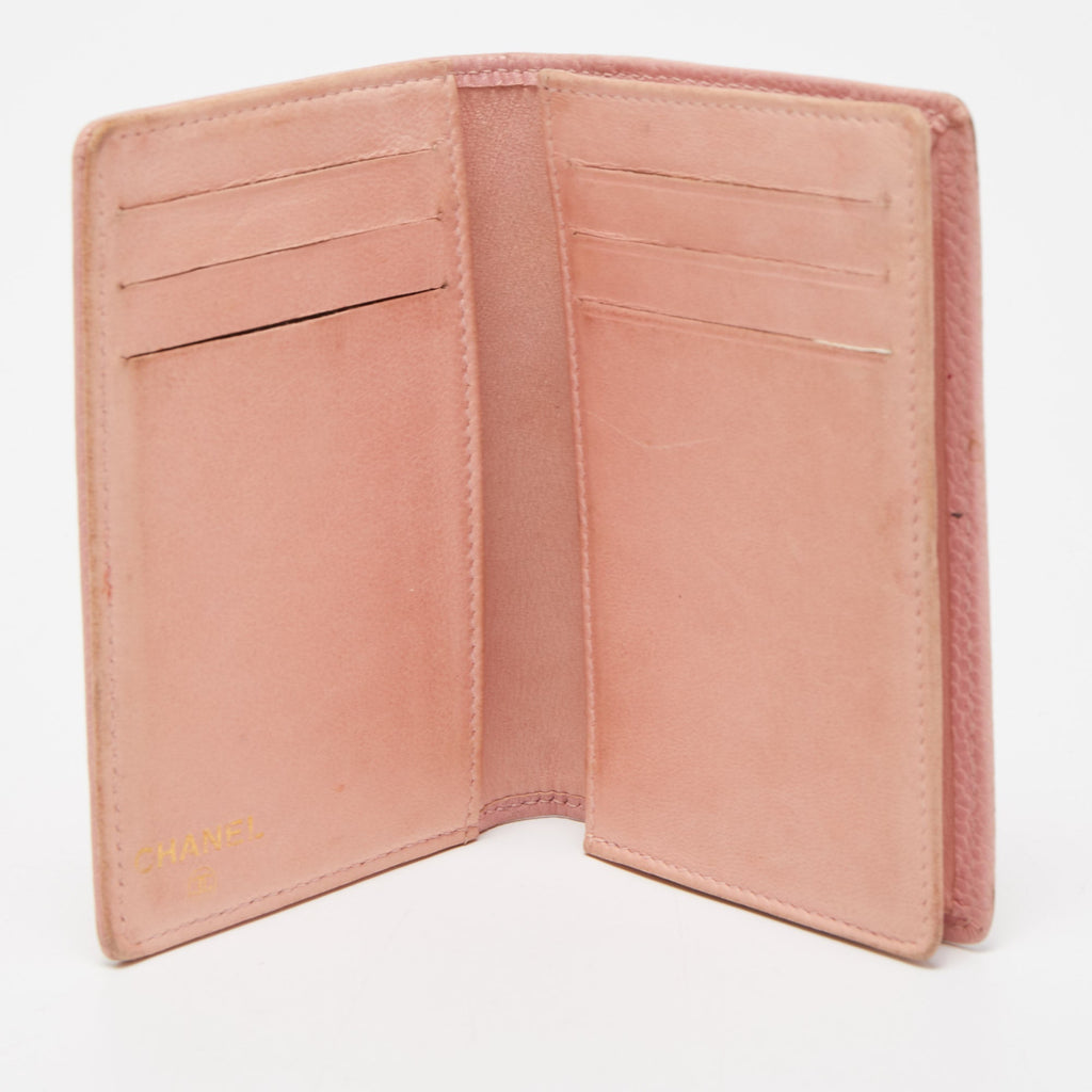 CHANEL Light Pink Caviar Leather CC Bifold Card Case