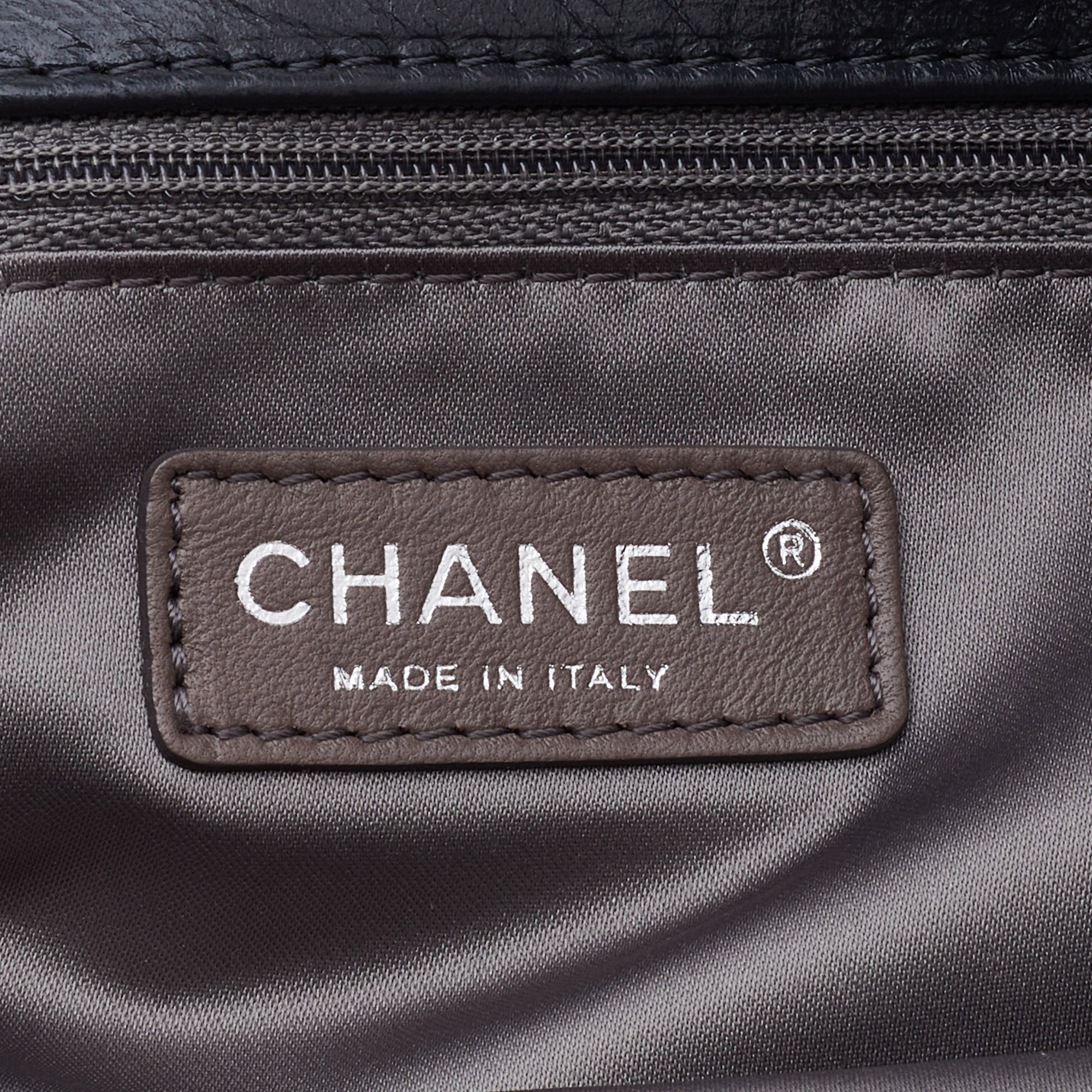 CHANEL Grey Leather Funny Tweed Flap Shoulder Bag