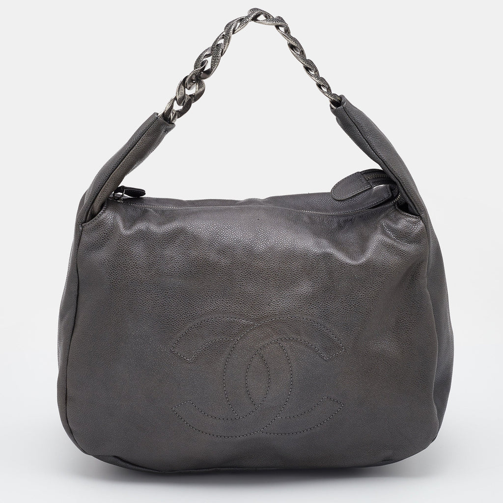 CHANEL Grey Caviar Leather 31 Hobo