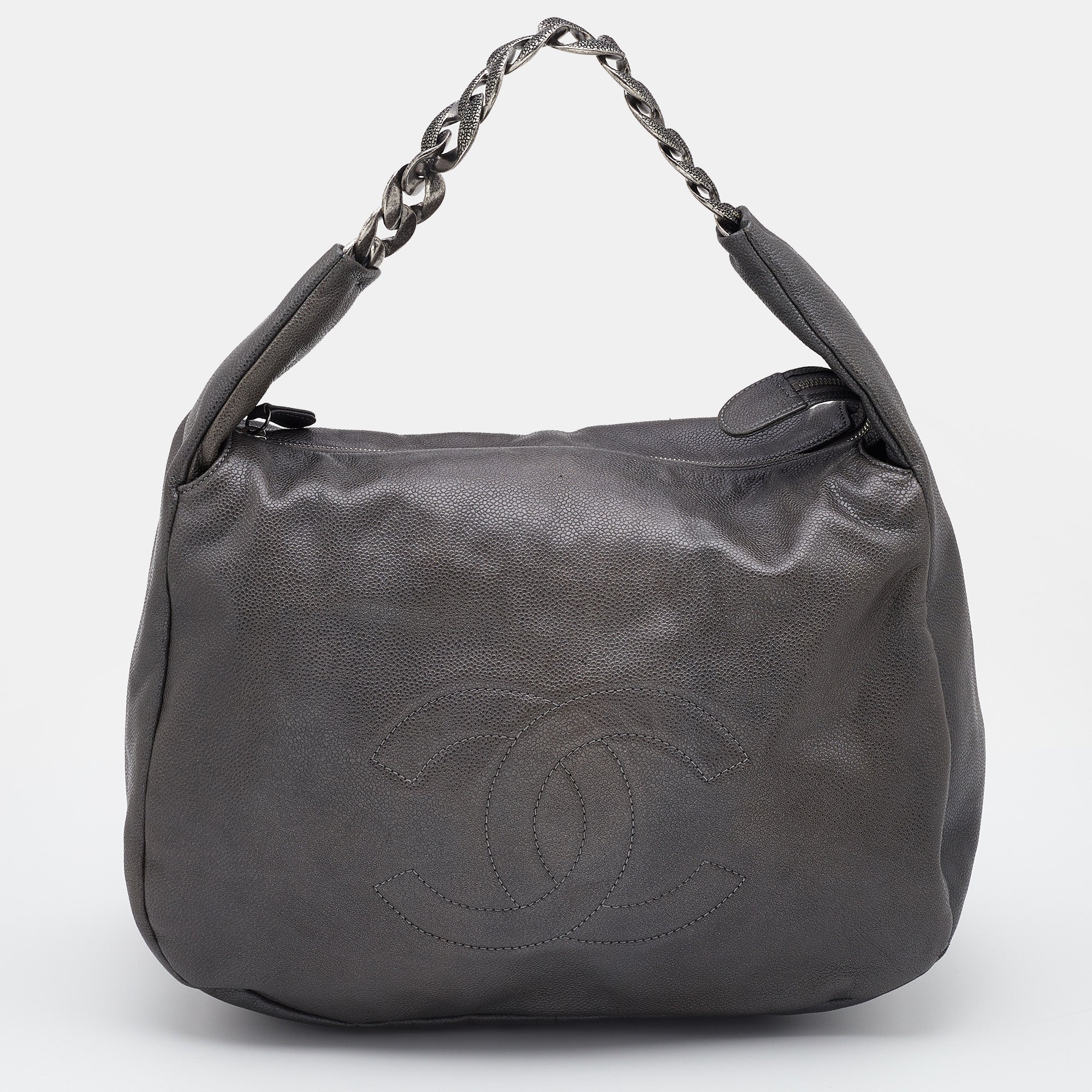 CHANEL Grey Caviar Leather 31 Hobo