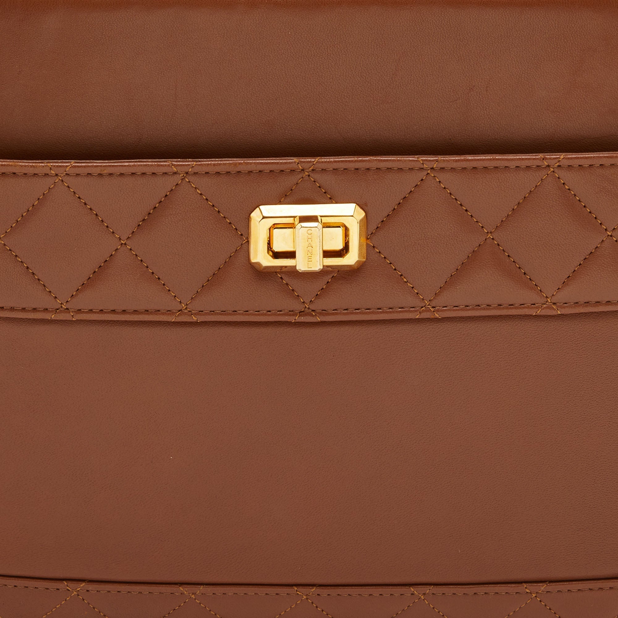 CHANEL Brown Quilted Leather Vintage Chain Tote