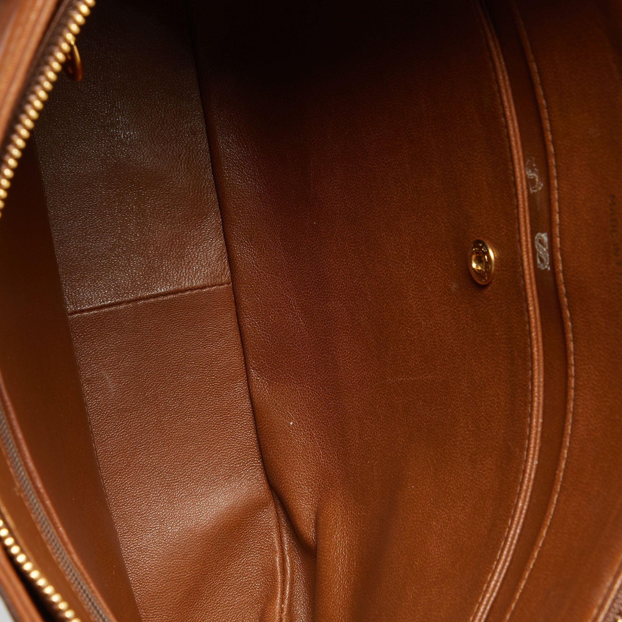 CHANEL Brown Quilted Leather Vintage Chain Tote