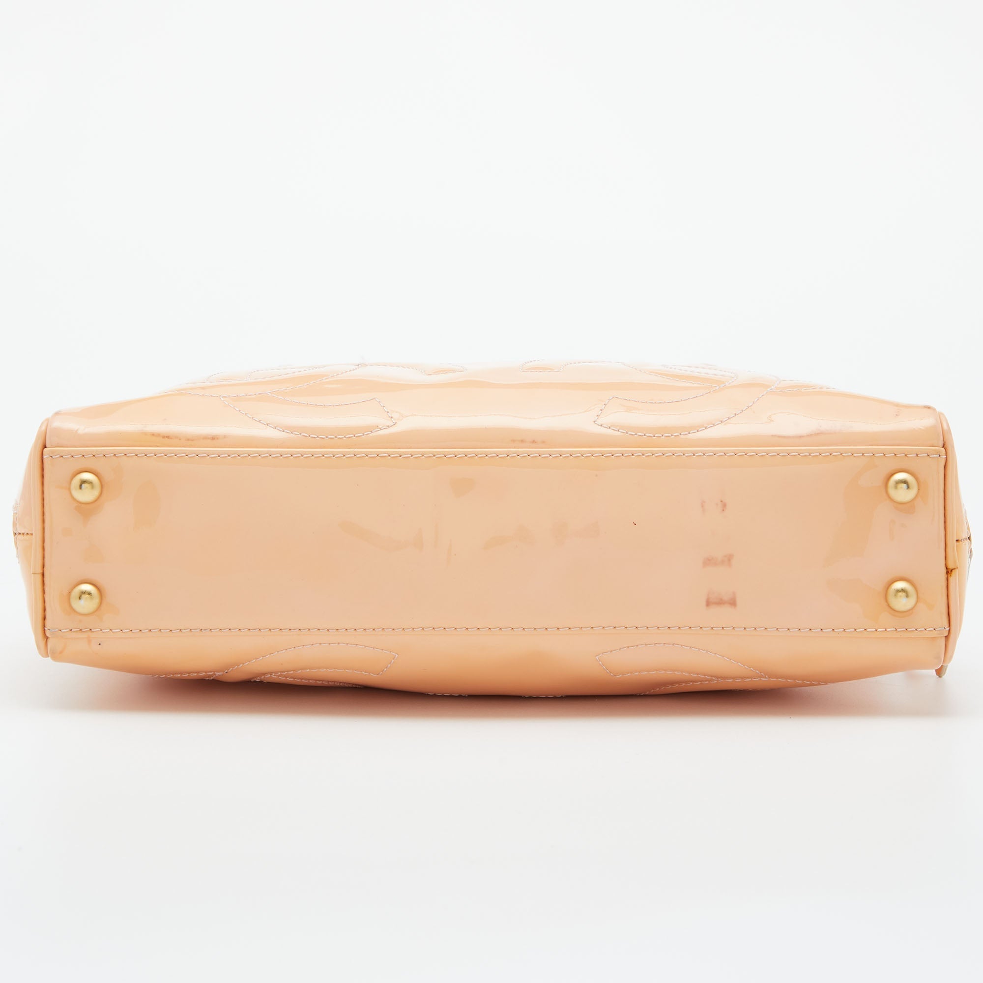 CHANEL Peach Patent Leather Triple CC Bag