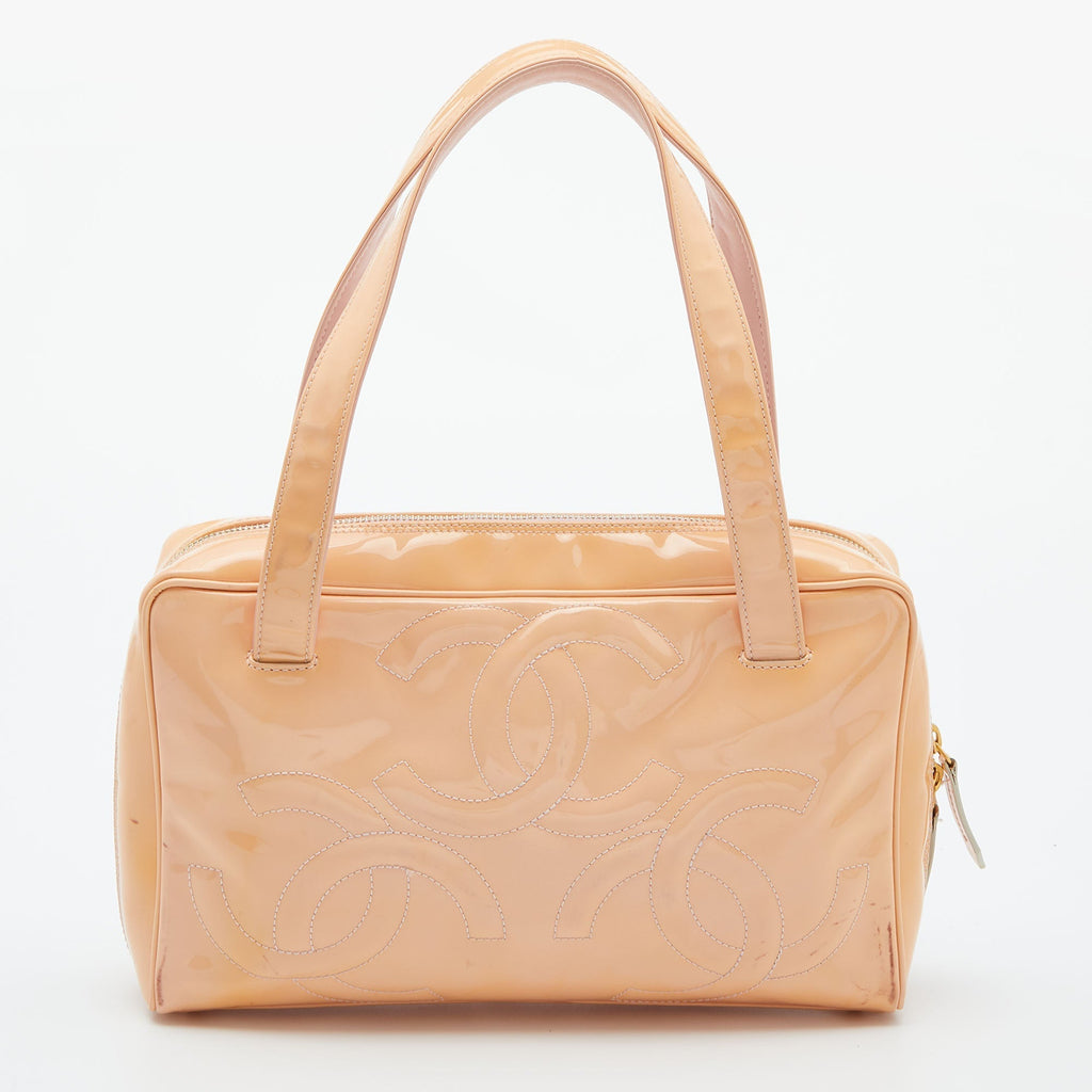 CHANEL Peach Patent Leather Triple CC Bag