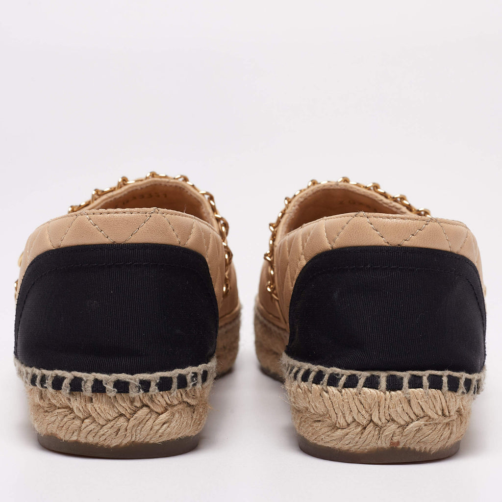 CHANEL QUILTED LEATHER CAP TOE ESPADRILLES