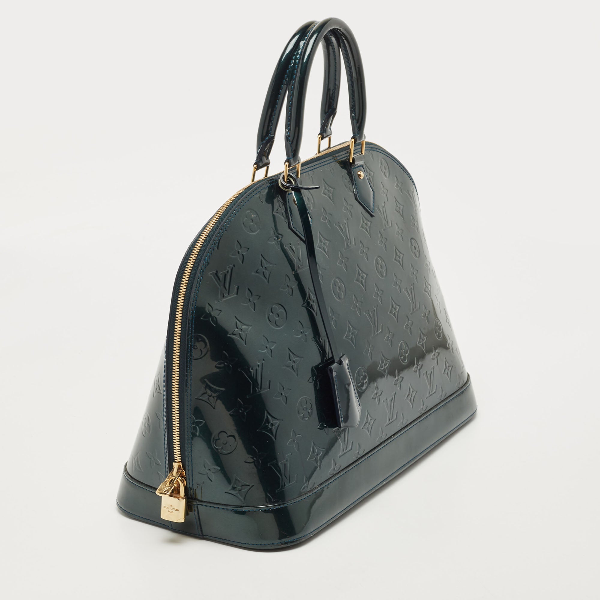 LOUIS VUITTON Bleu Nuit  Monogram Vernis Alma GM Bag