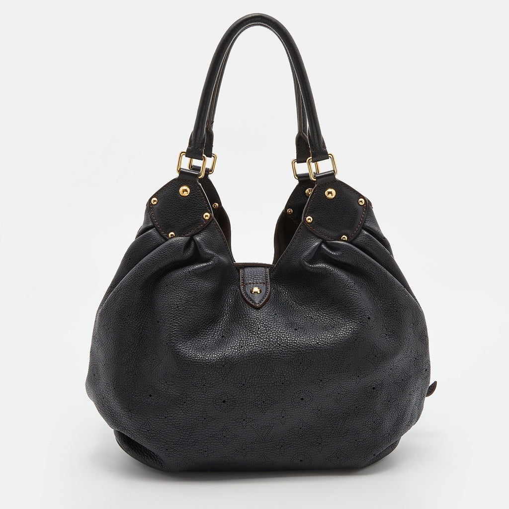 LOUIS VUITTON Black Monogram Mahina Leather L Bag