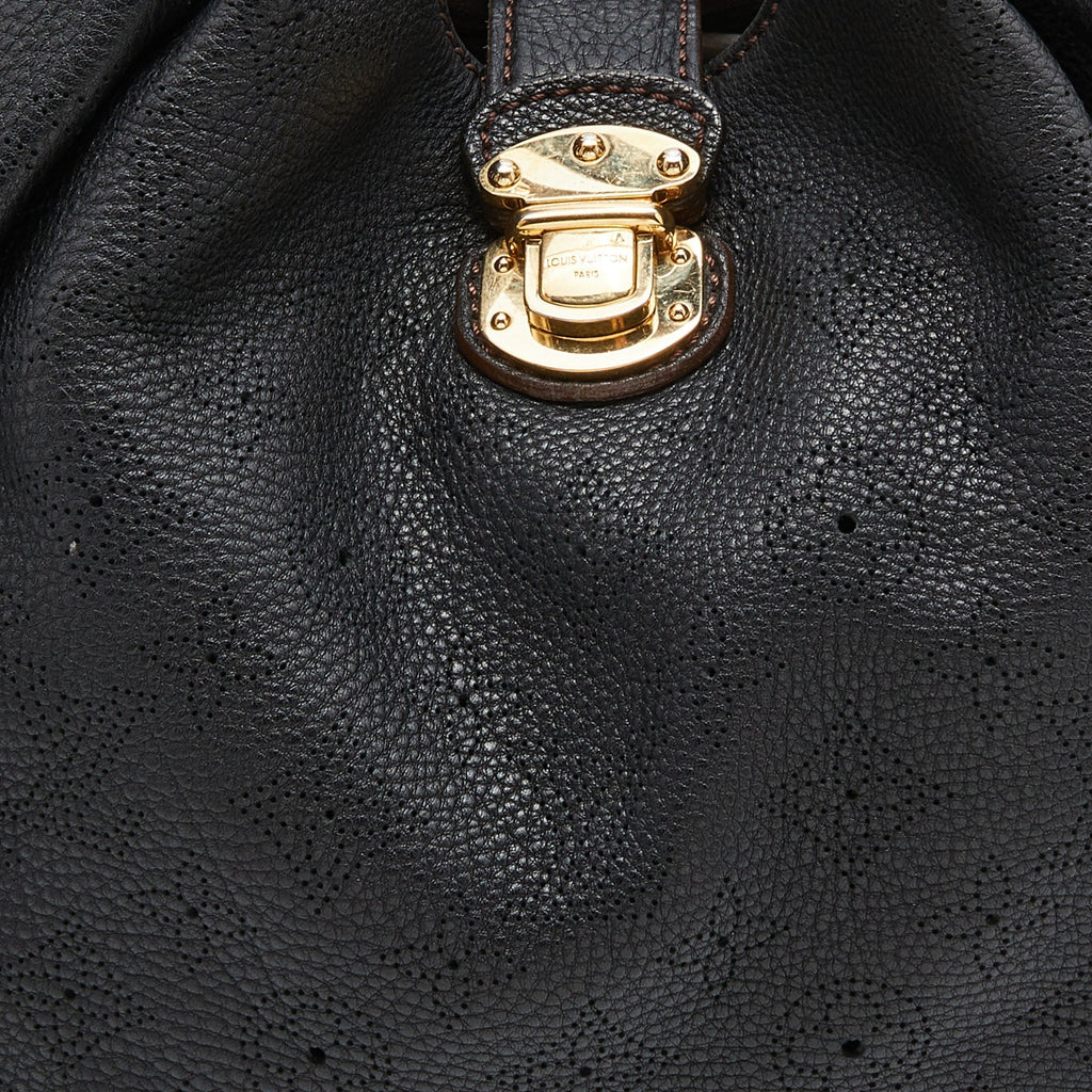 LOUIS VUITTON Black Monogram Mahina Leather L Bag