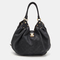 LOUIS VUITTON Black Monogram Mahina Leather L Bag