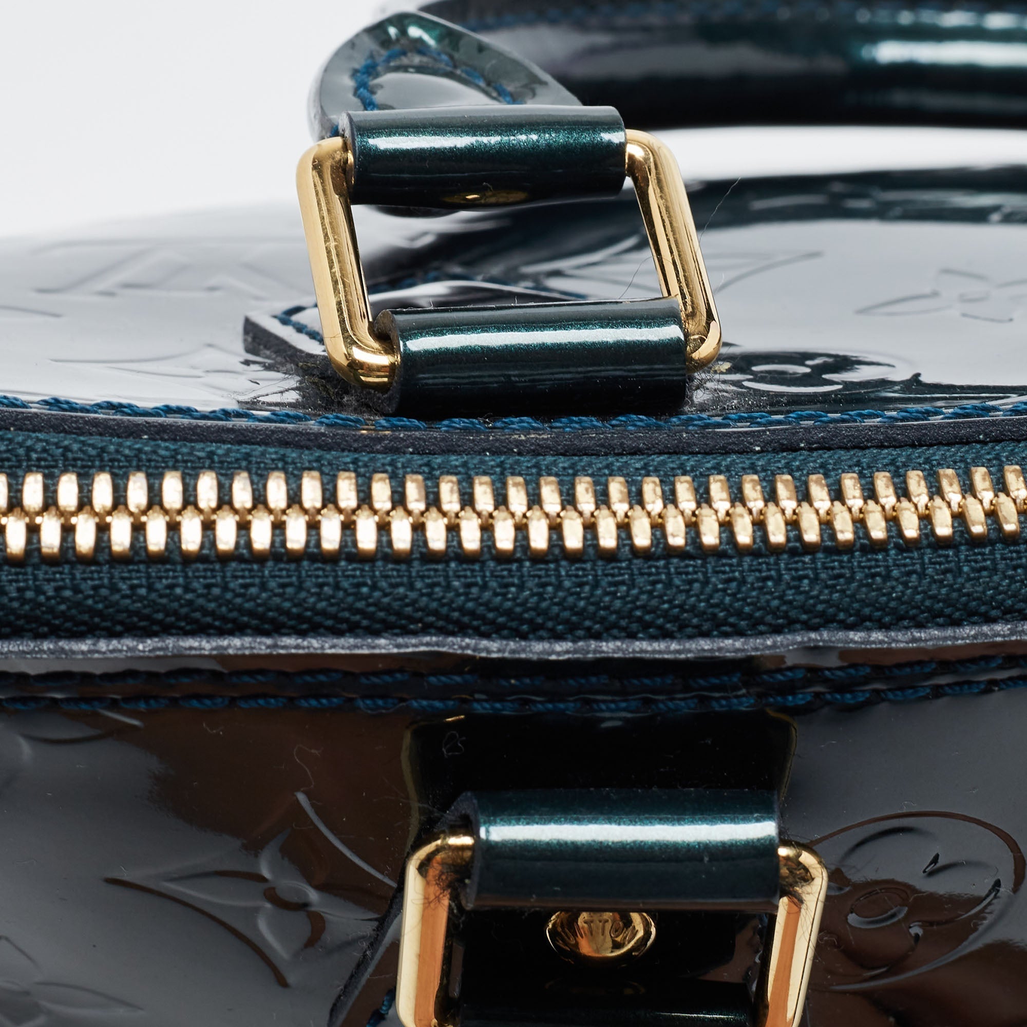 LOUIS VUITTON Blue Nuit Monogram Vernis Alma GM Bag