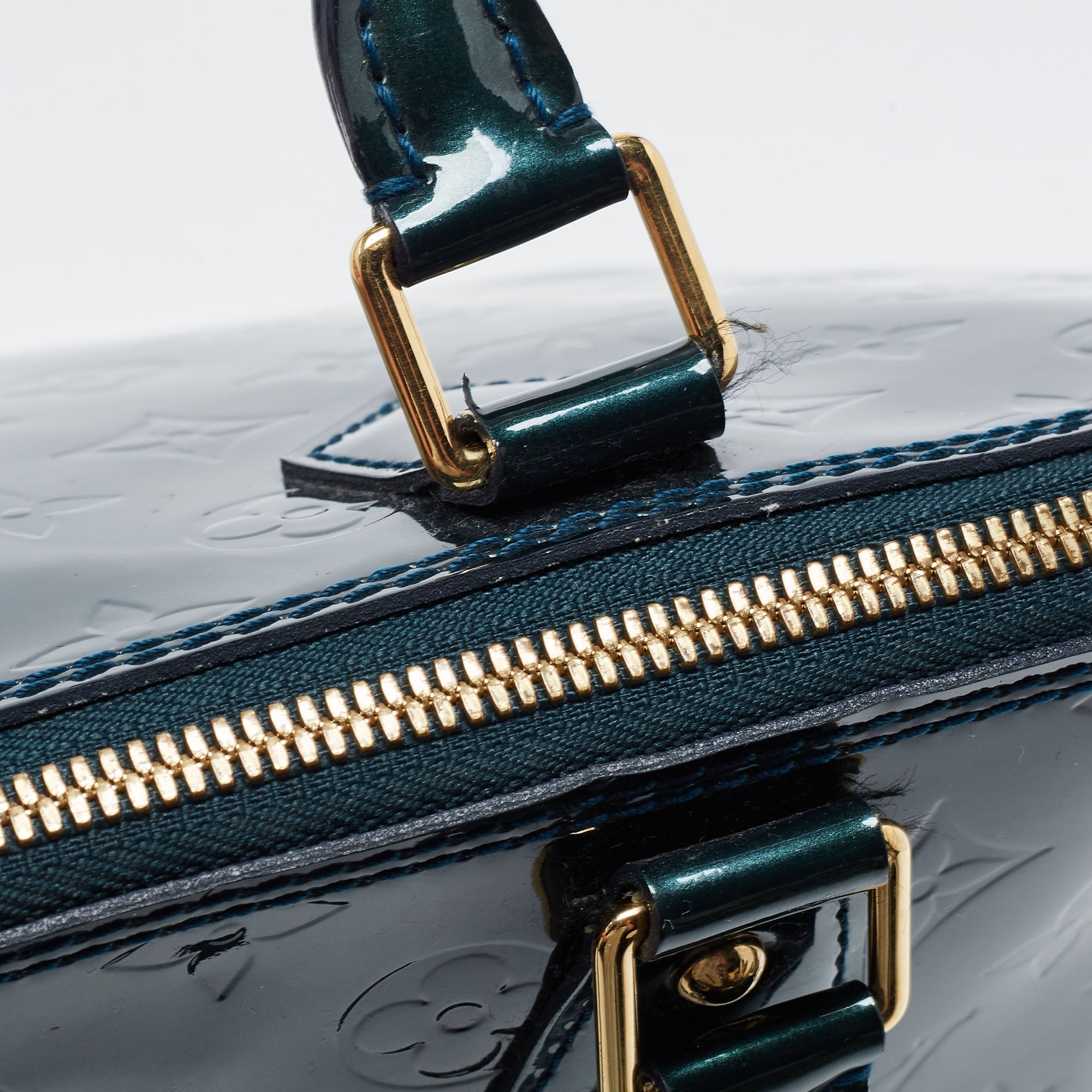 LOUIS VUITTON Blue Nuit Monogram Vernis Alma GM Bag