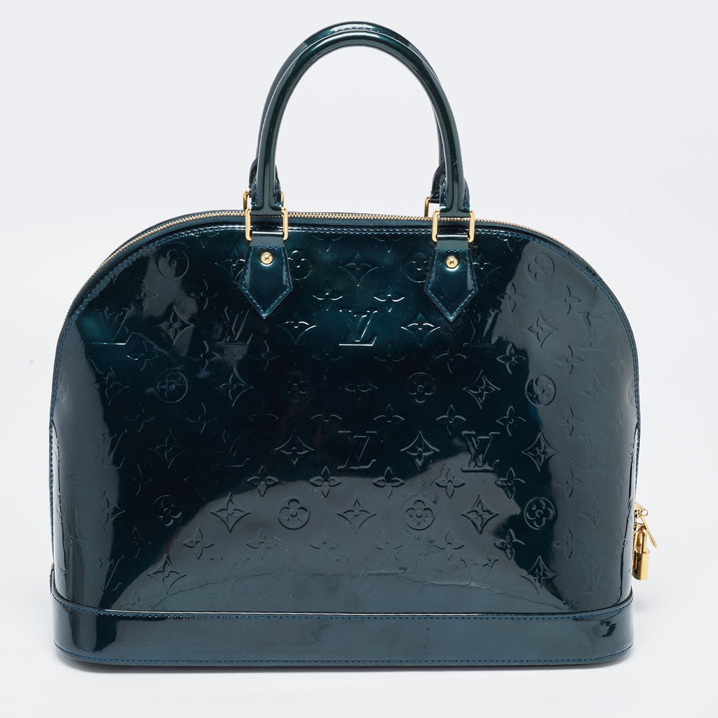 LOUIS VUITTON Blue Nuit Monogram Vernis Alma GM Bag