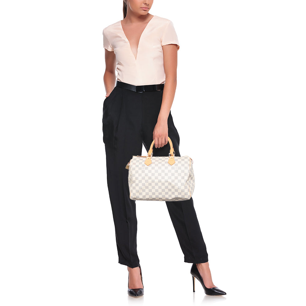 LOUIS VUITTON Damier Azur Canvas Speedy 30 Bag