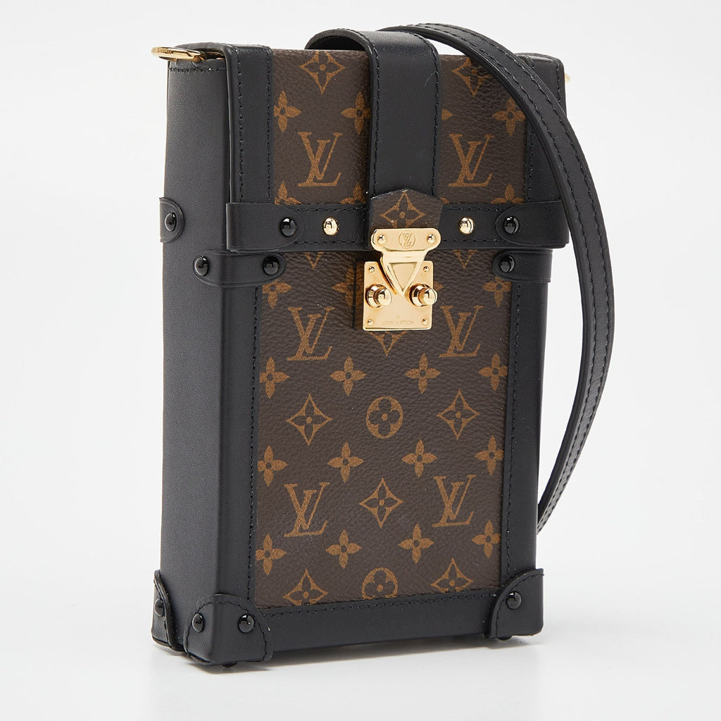 LOUIS VUITTON Brown/Black Monogram Canvas Pochette Trunk Vertical Bag
