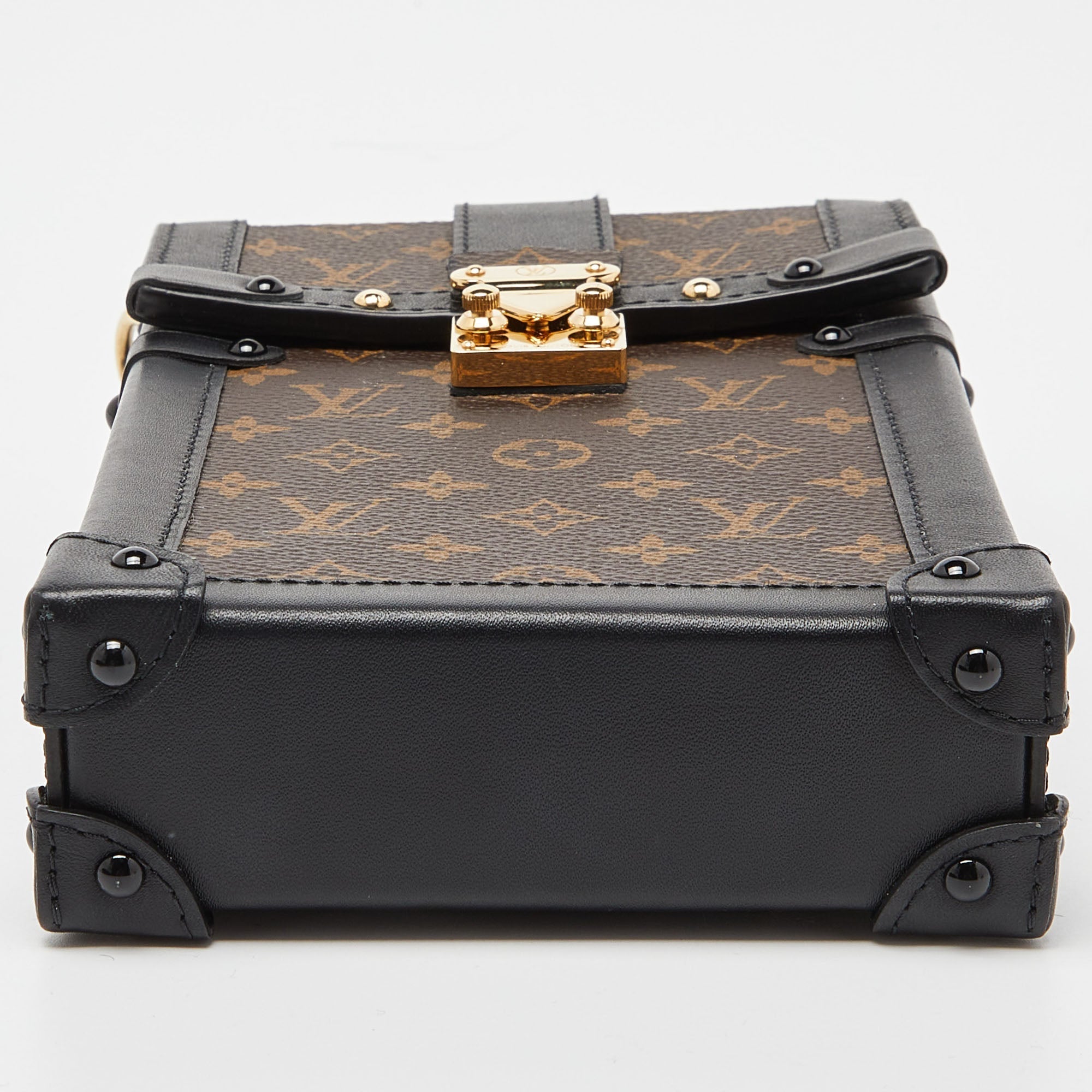 LOUIS VUITTON Brown/Black Monogram Canvas Pochette Trunk Vertical Bag