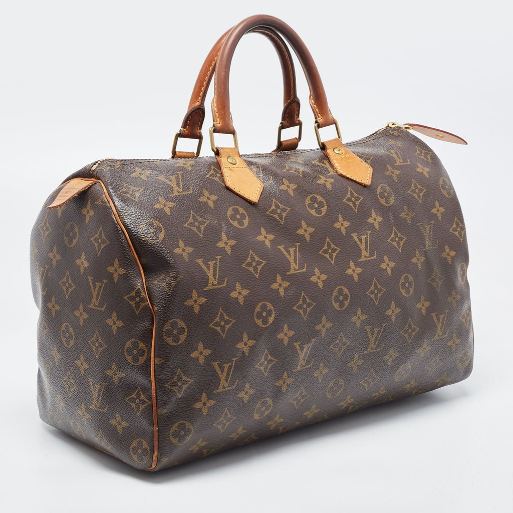 LOUIS VUITTON Brown Canvas Monogram Speedy 35 Handbag