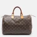 LOUIS VUITTON Brown Canvas Monogram Speedy 35 Handbag