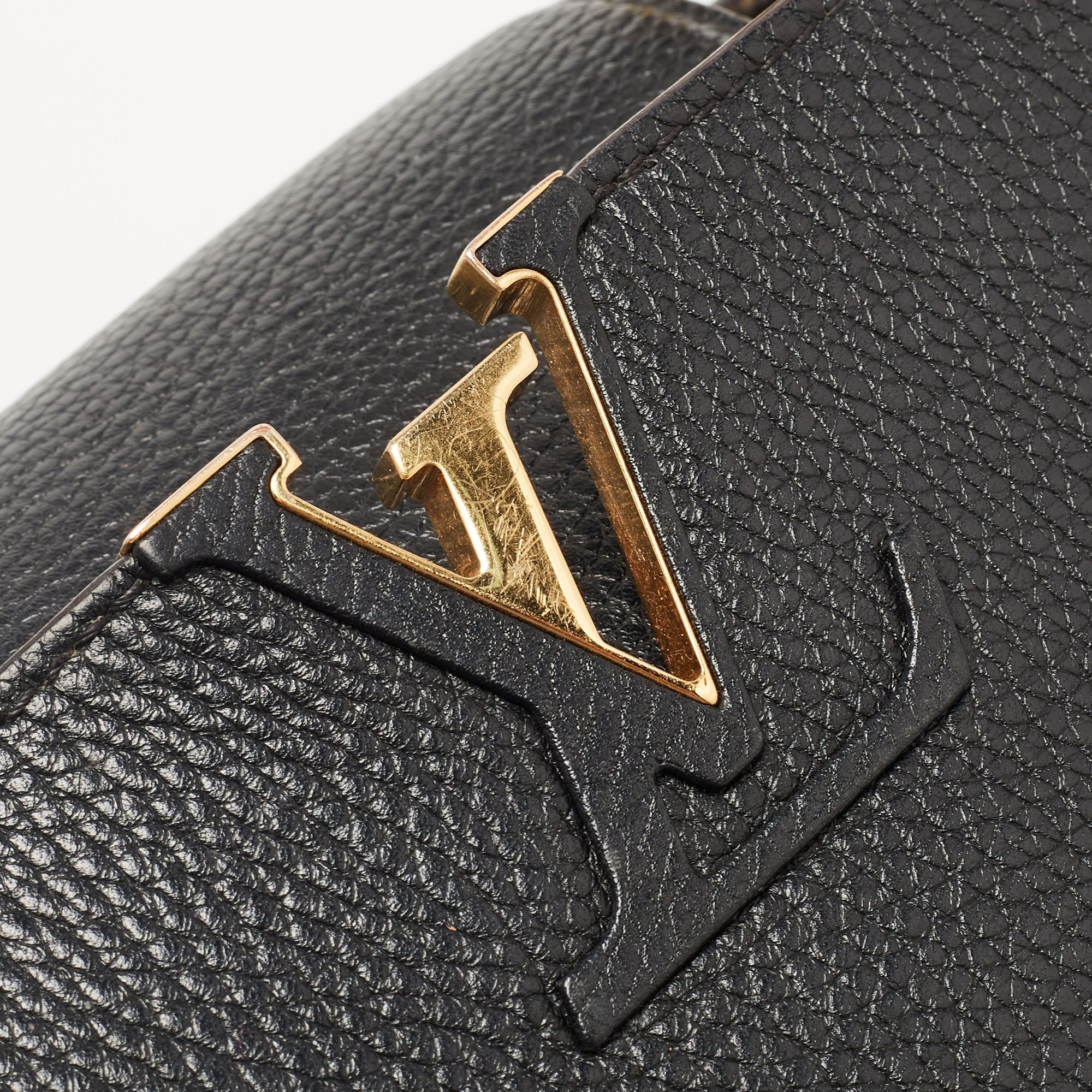 LOUIS VUITTON Black Taurillon Leather Capucines PM Bag