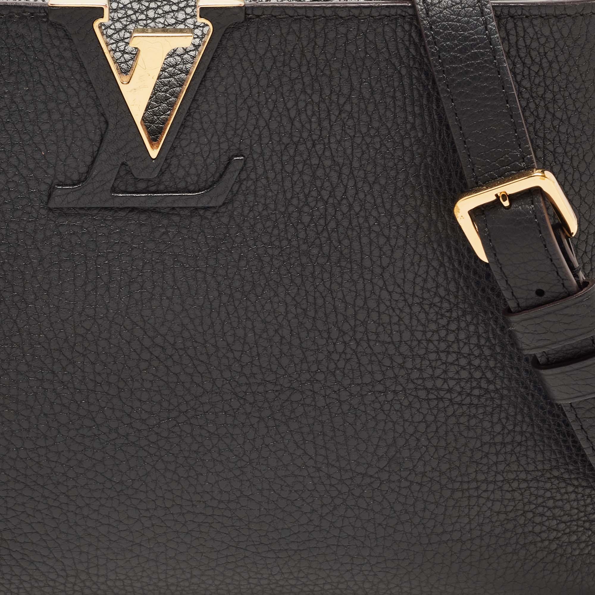 LOUIS VUITTON Black Taurillon Leather Capucines PM Bag