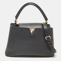 LOUIS VUITTON Black Taurillon Leather Capucines PM Bag
