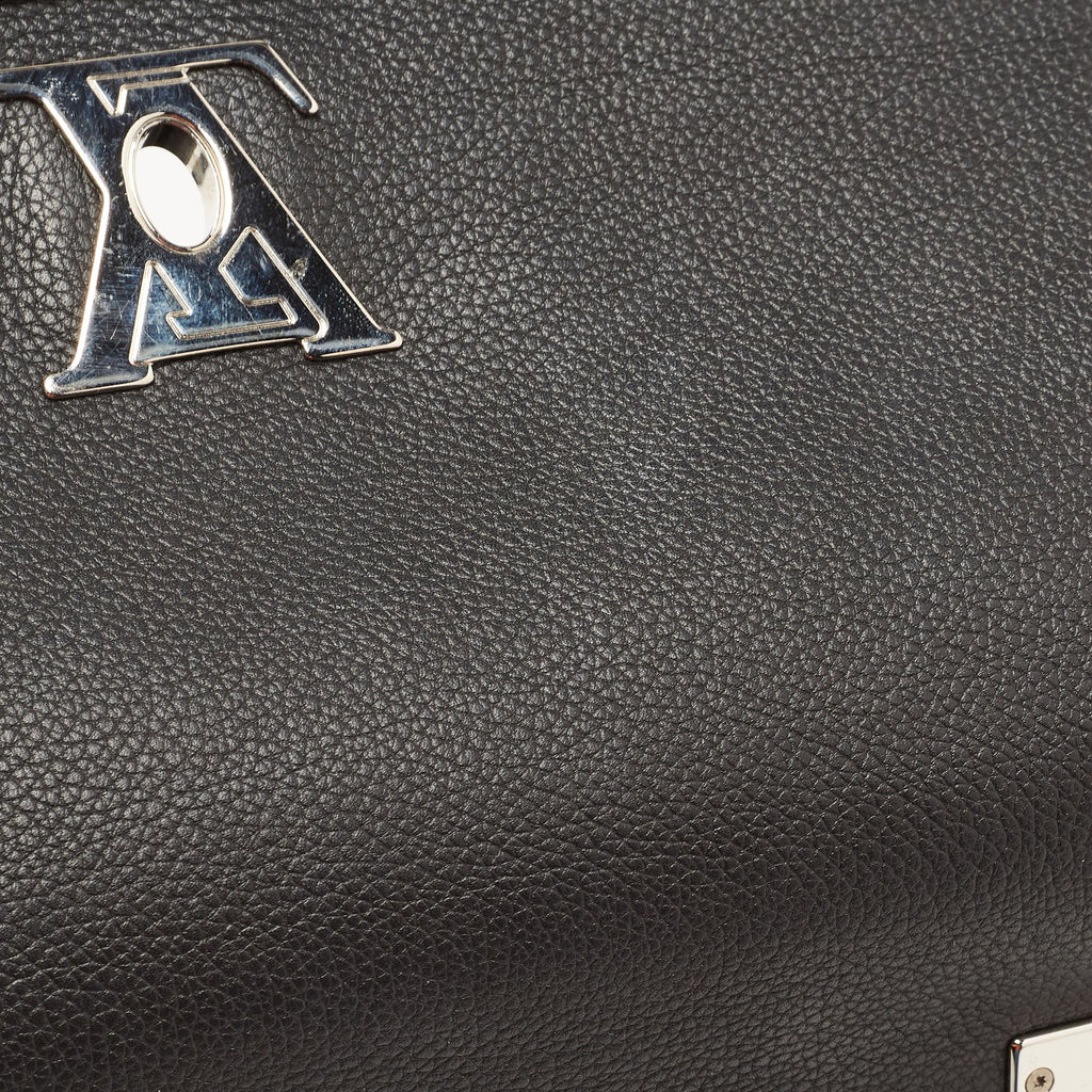 LOUIS VUITTON Black Leather Lockme II Top Handle Bag