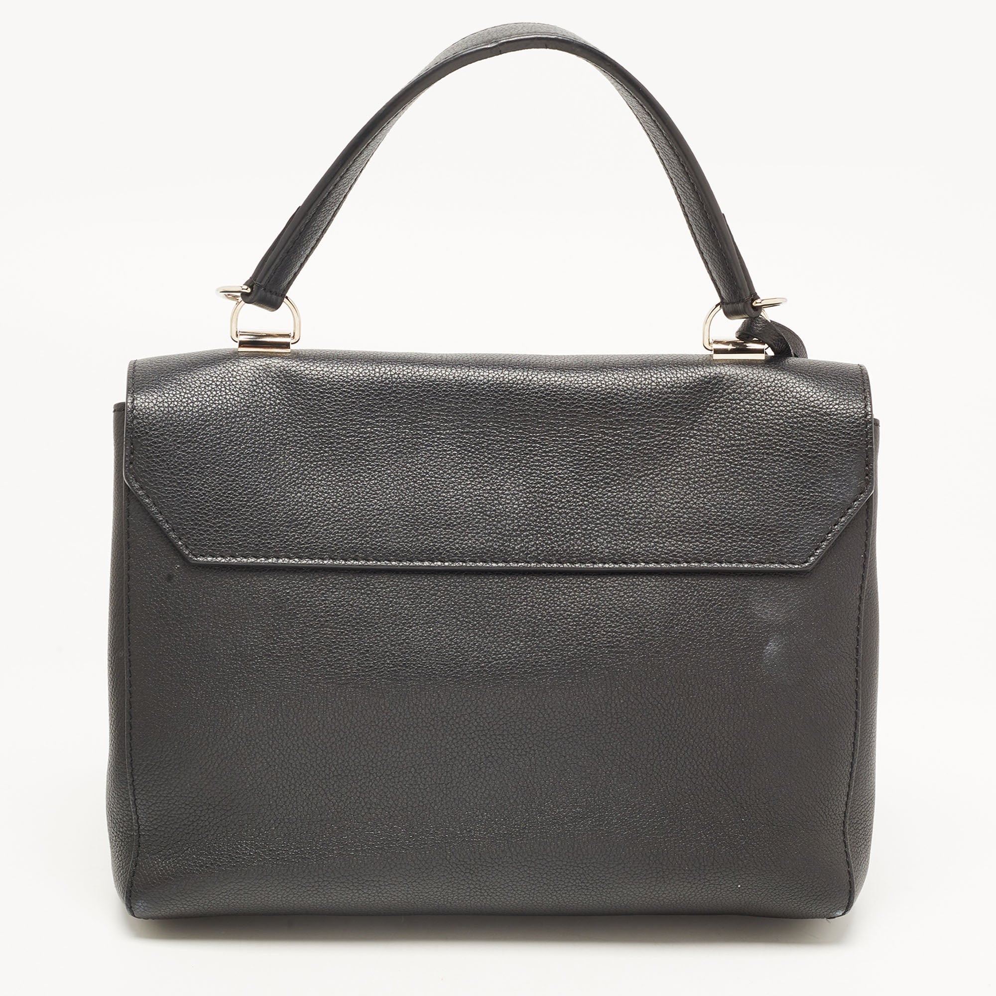 LOUIS VUITTON Black Leather Lockme II Top Handle Bag