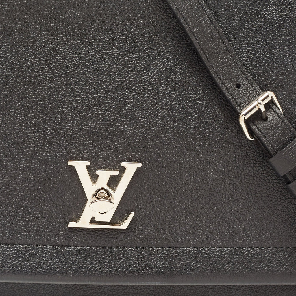 LOUIS VUITTON Black Leather Lockme II Top Handle Bag