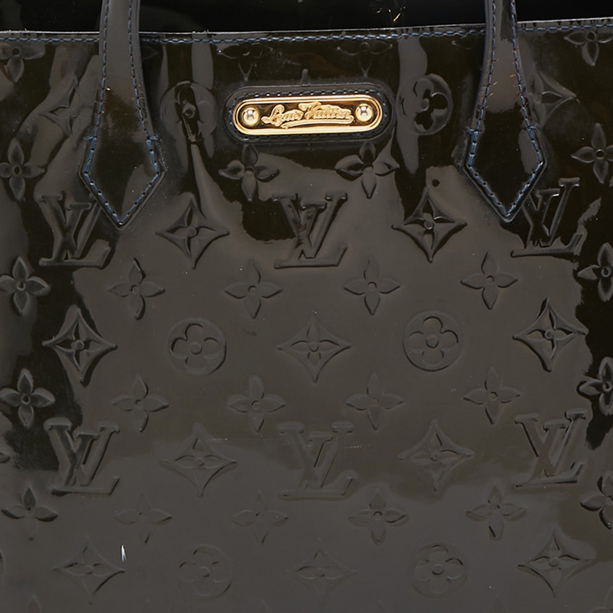 LOUIS VUITTON Vert Bronze Monogram Vernis Wilshire MM Bag
