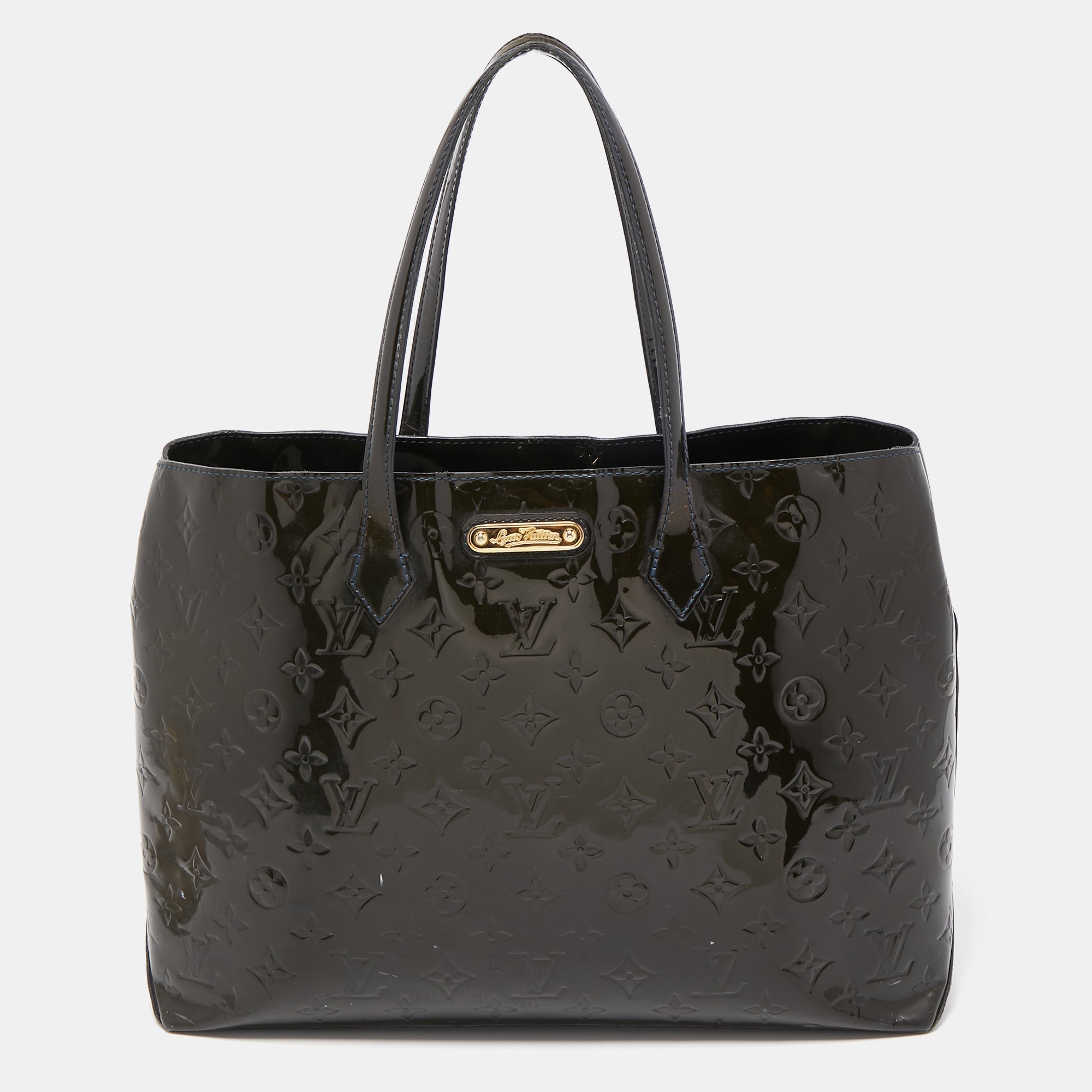 LOUIS VUITTON Vert Bronze Monogram Vernis Wilshire MM Bag