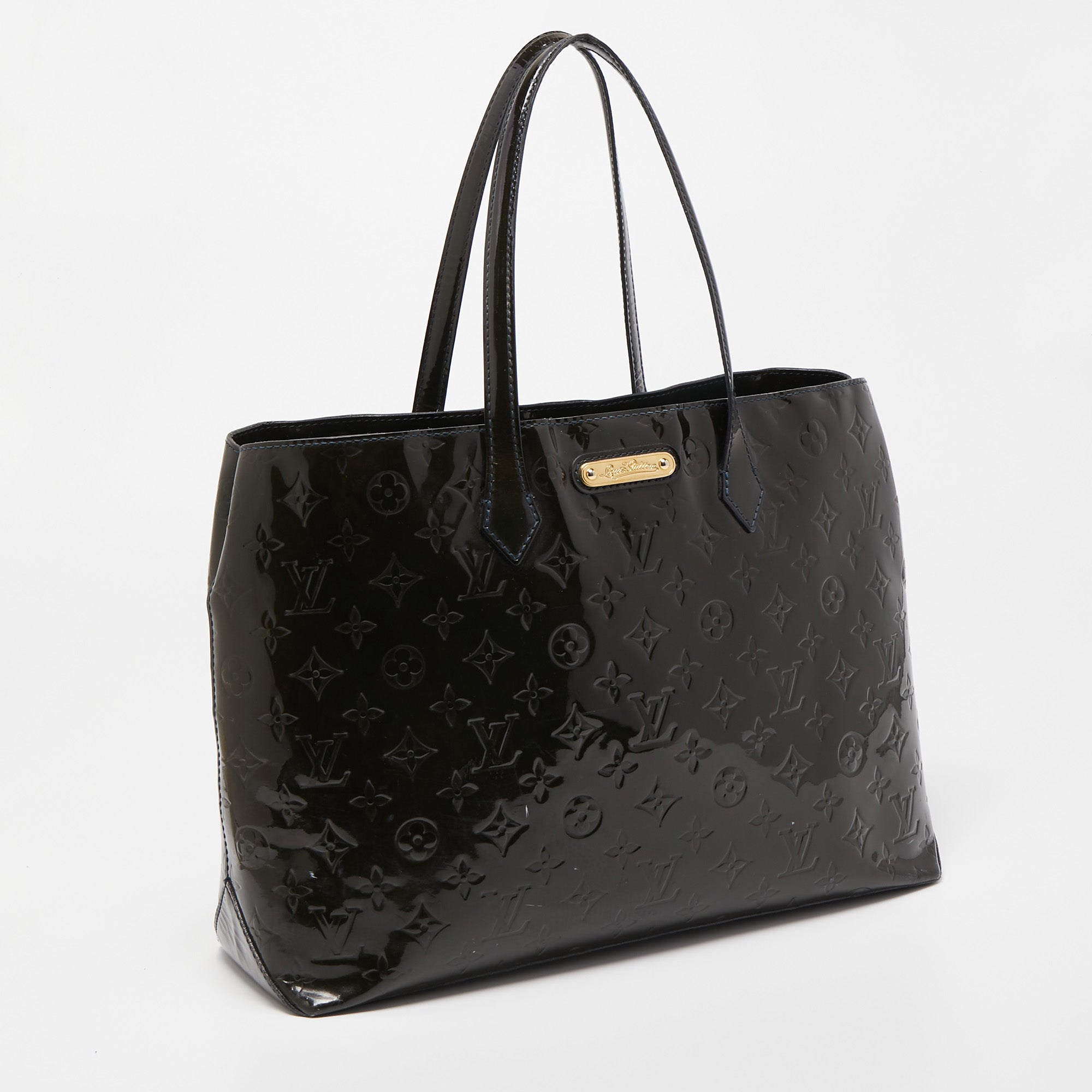 LOUIS VUITTON Vert Bronze Monogram Vernis Wilshire MM Bag