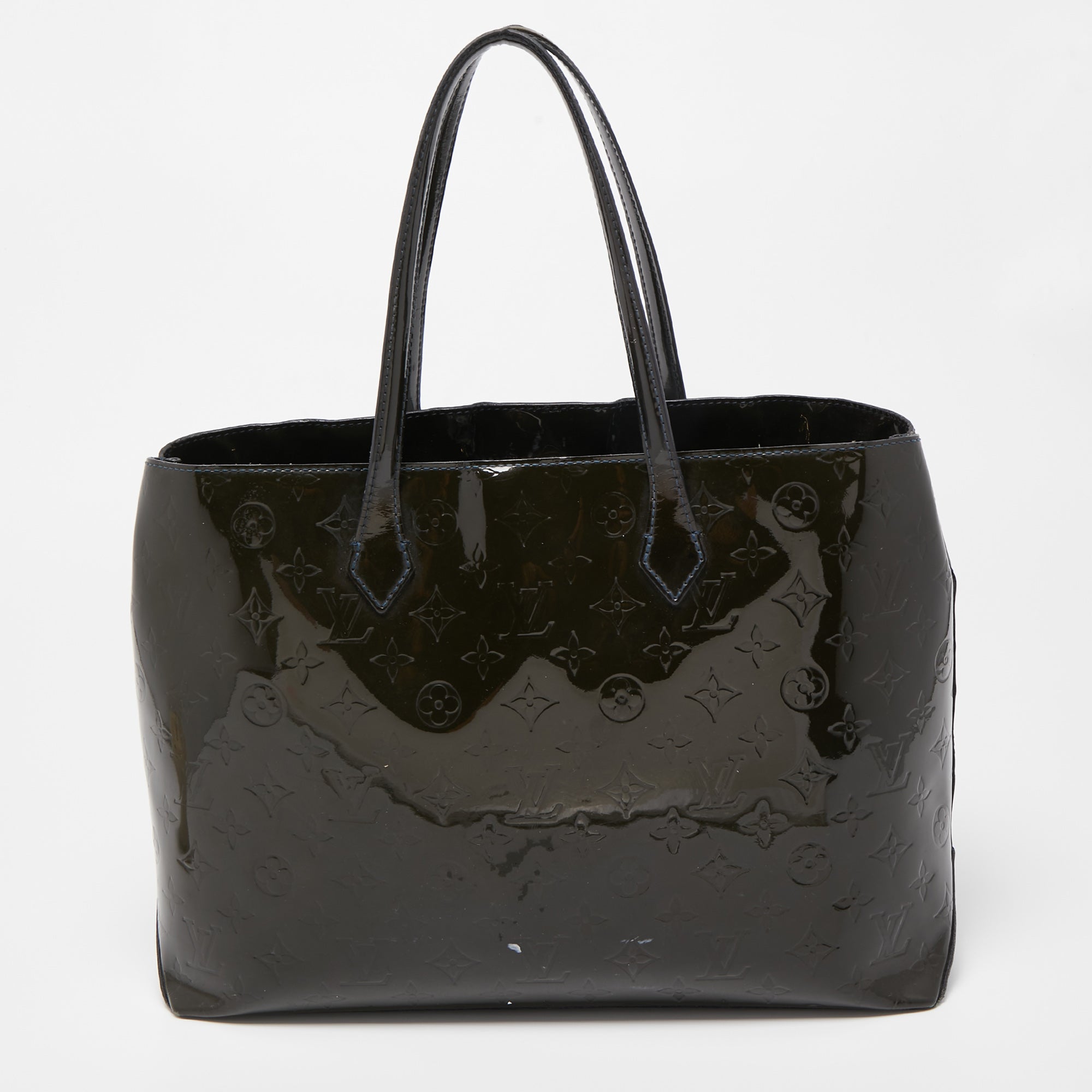 LOUIS VUITTON Vert Bronze Monogram Vernis Wilshire MM Bag