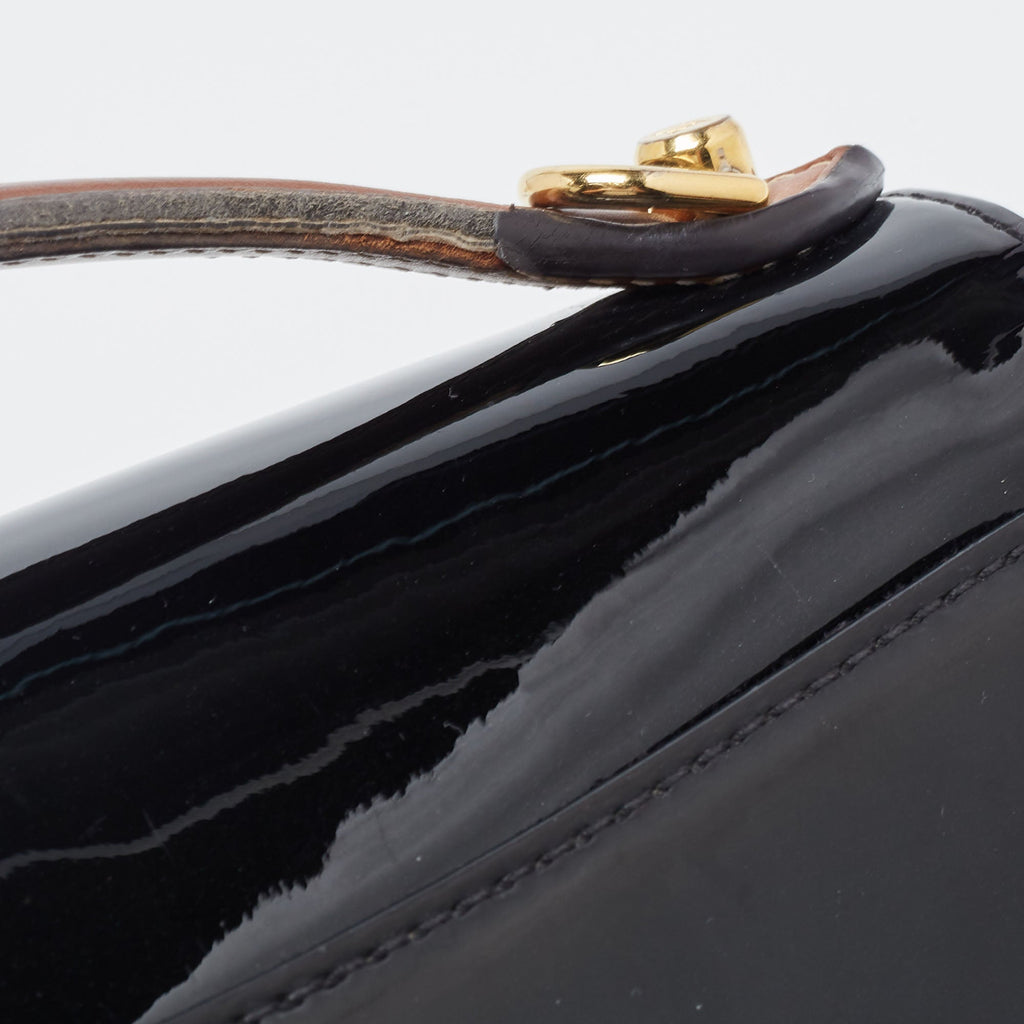 LOUIS VUITTON Black Vernis Leather and Monogram Canvas Cherrywood BB Bag