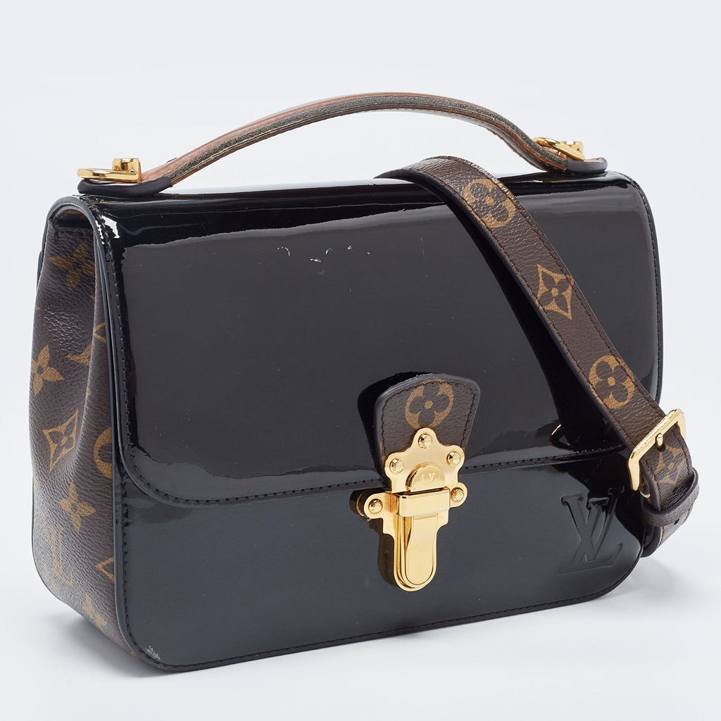 LOUIS VUITTON Black Vernis Leather and Monogram Canvas Cherrywood BB Bag