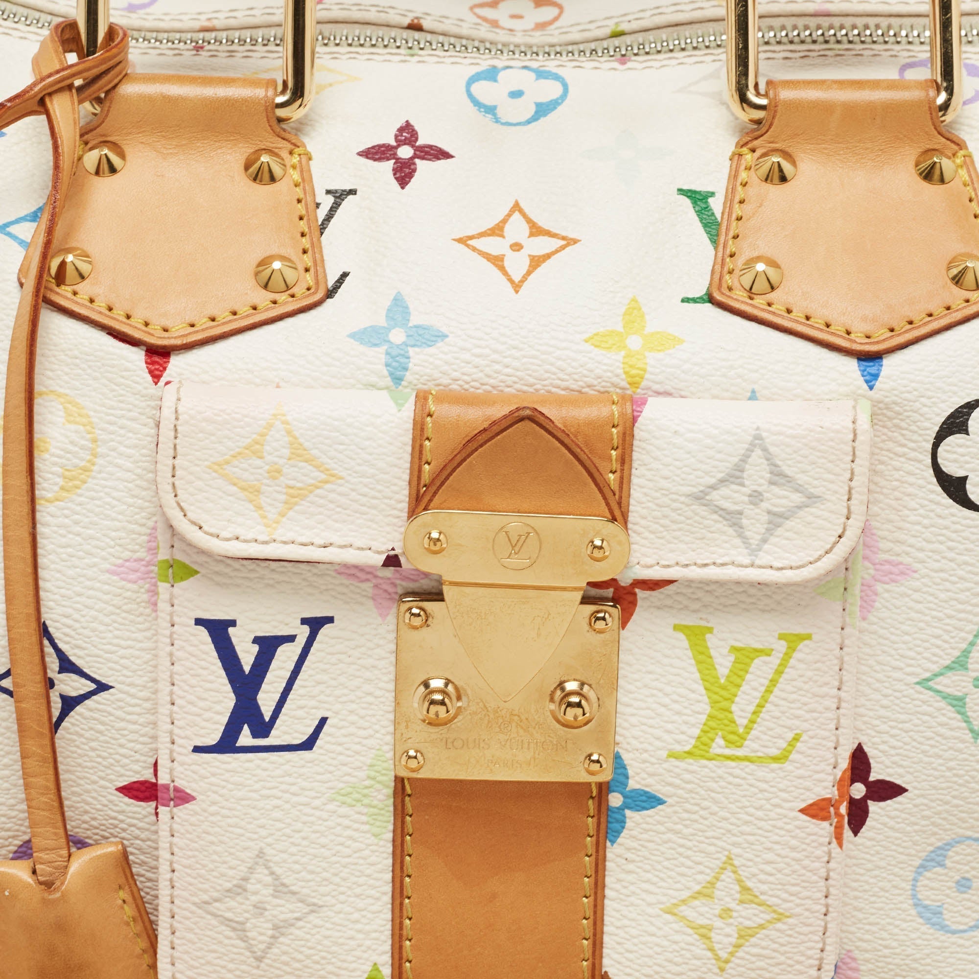 LOUIS VUITTON White/Multicolor Monogram Canvas Speedy 30 Bag