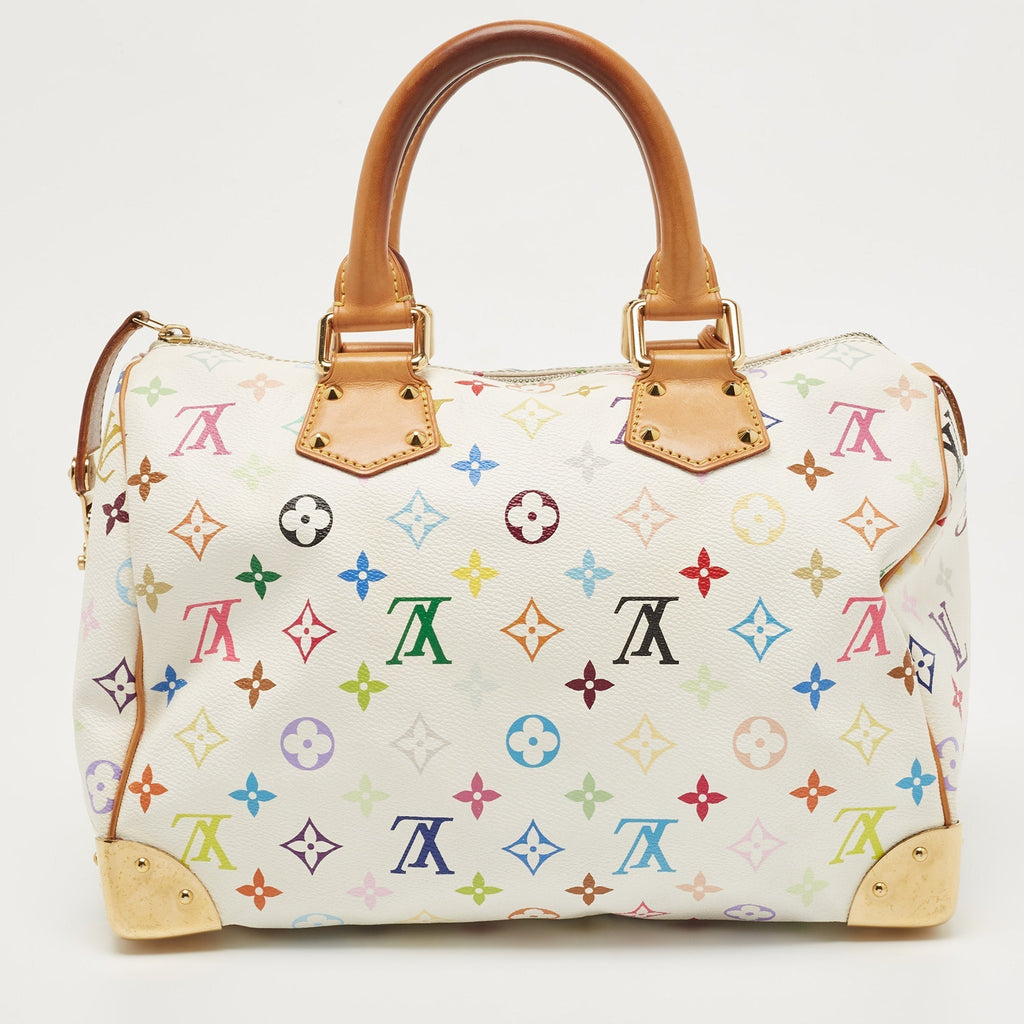LOUIS VUITTON White/Multicolor Monogram Canvas Speedy 30 Bag