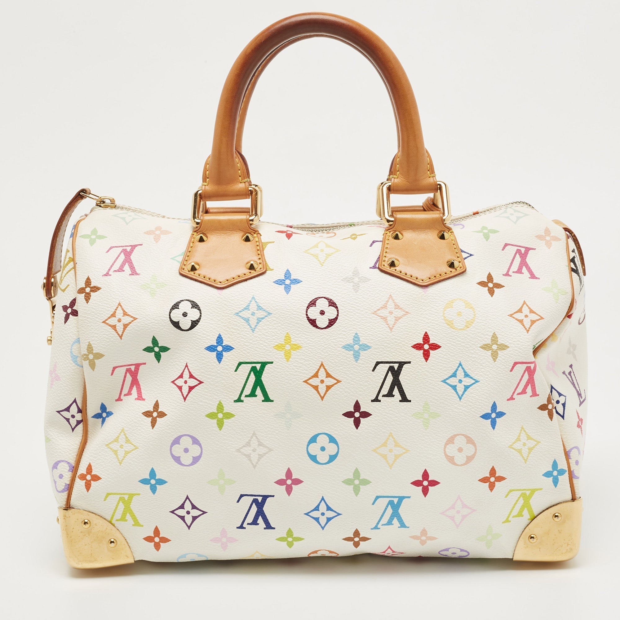 LOUIS VUITTON White/Multicolor Monogram Canvas Speedy 30 Bag